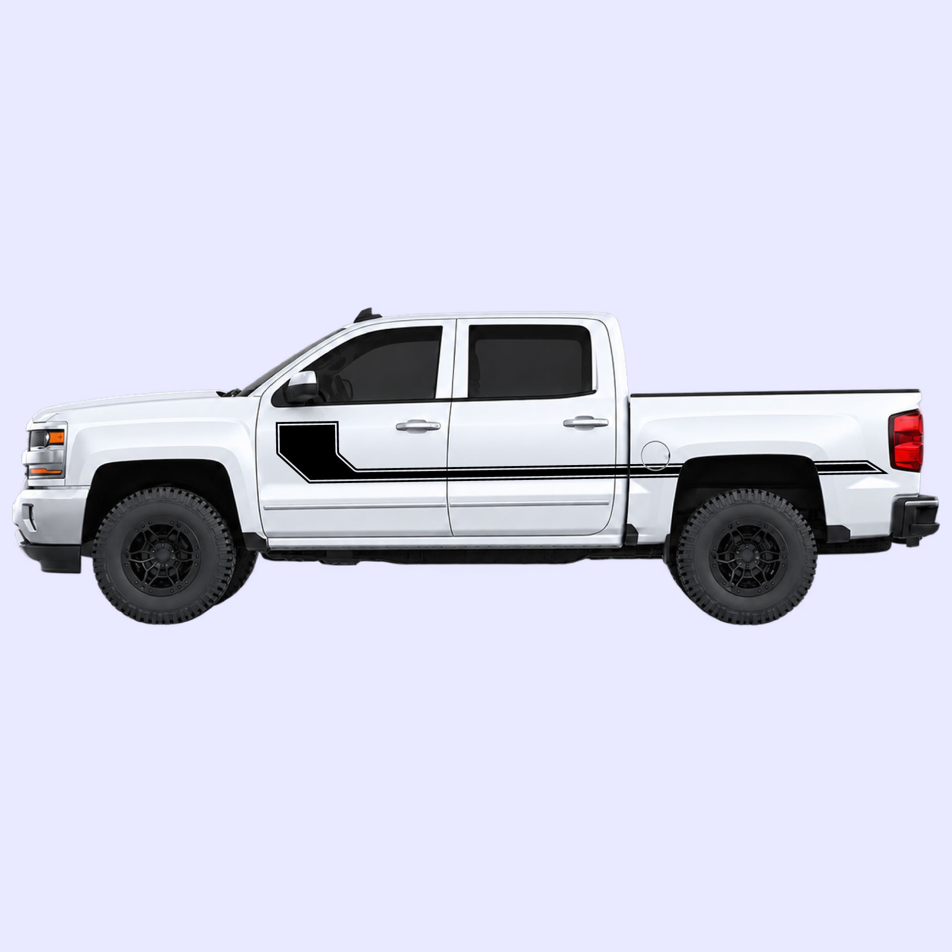 2014-2019 Chevrolet Silverado Side Line Stripes Vinyl Graphics Kit Black