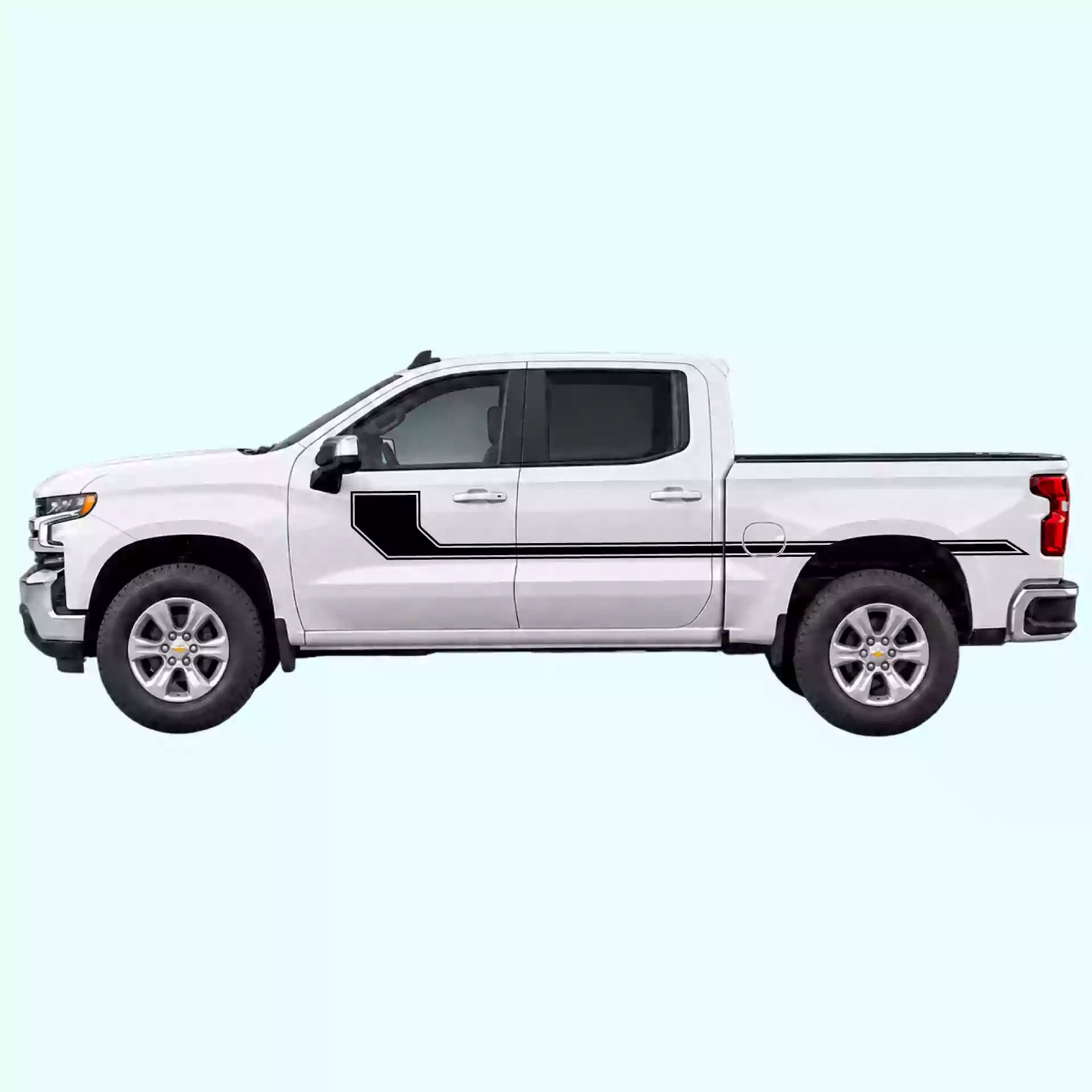 2019-present Chevrolet Silverado Side Line Stripes Vinyl Graphics Kit Black