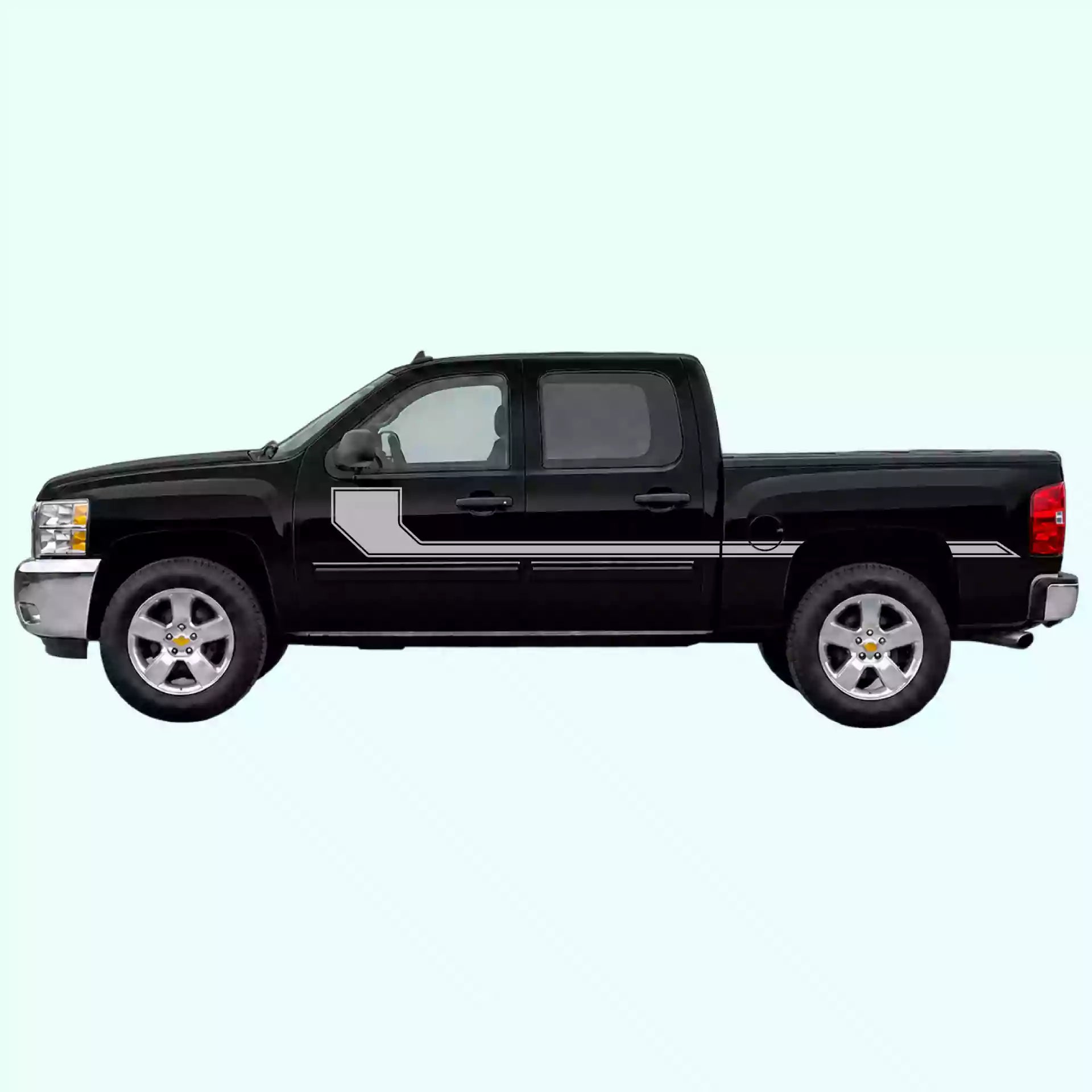 2007-2013 Chevrolet Silverado Side Rally Stripes Vinyl Graphics Kit Gray