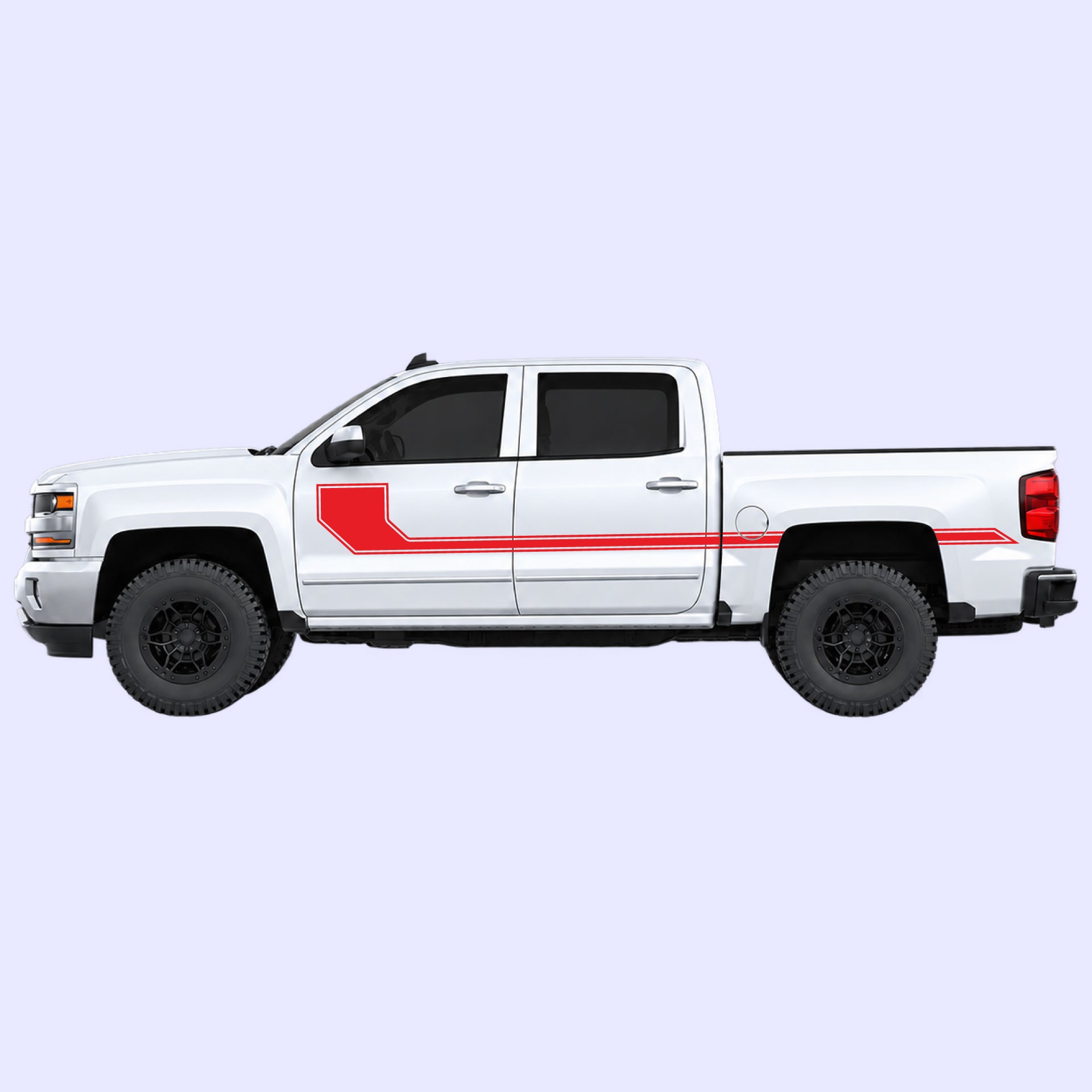 2014-2019 Chevrolet Silverado Side Line Stripes Vinyl Graphics Kit Red
