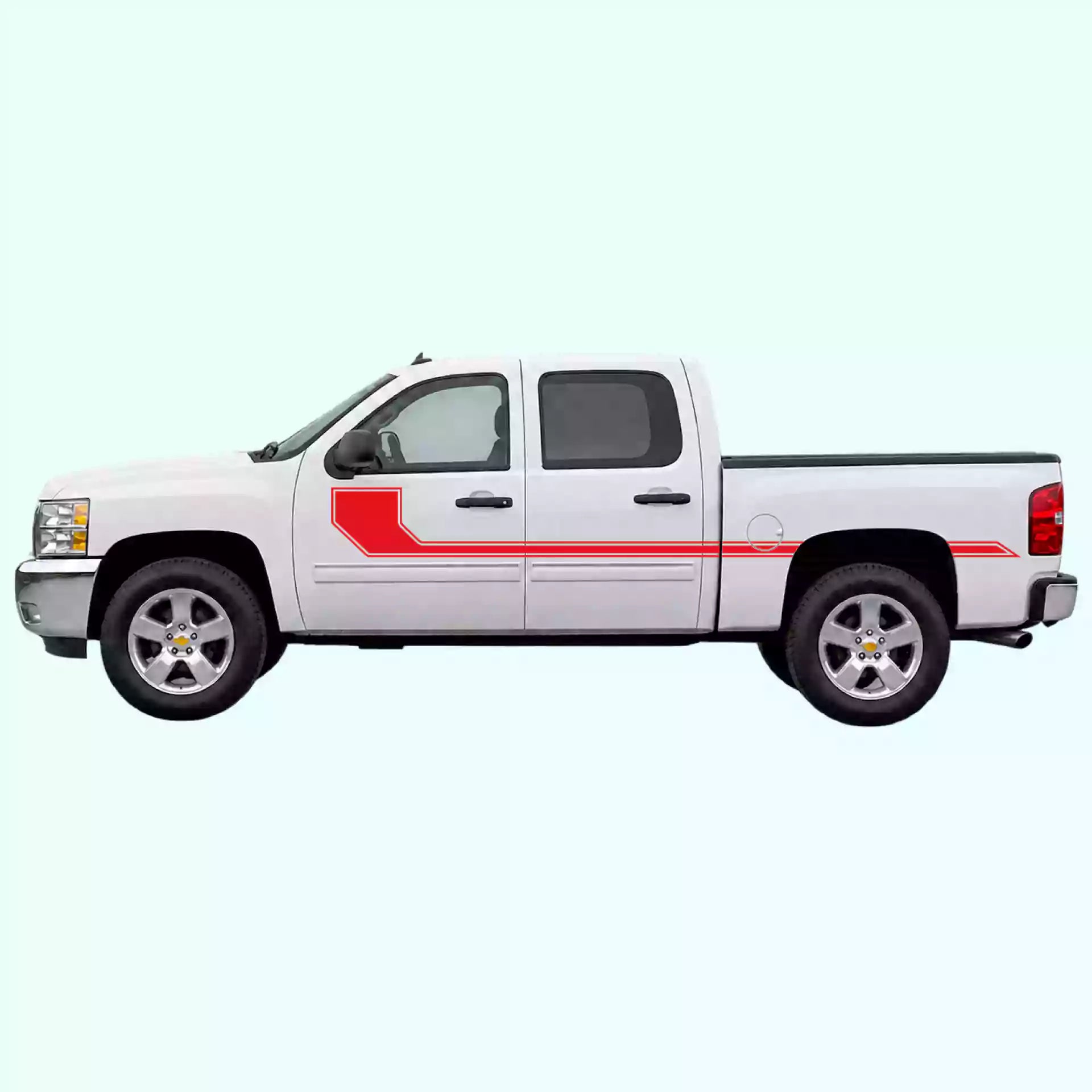 2007-2013 Chevrolet Silverado Side Rally Stripes Vinyl Graphics Kit Red