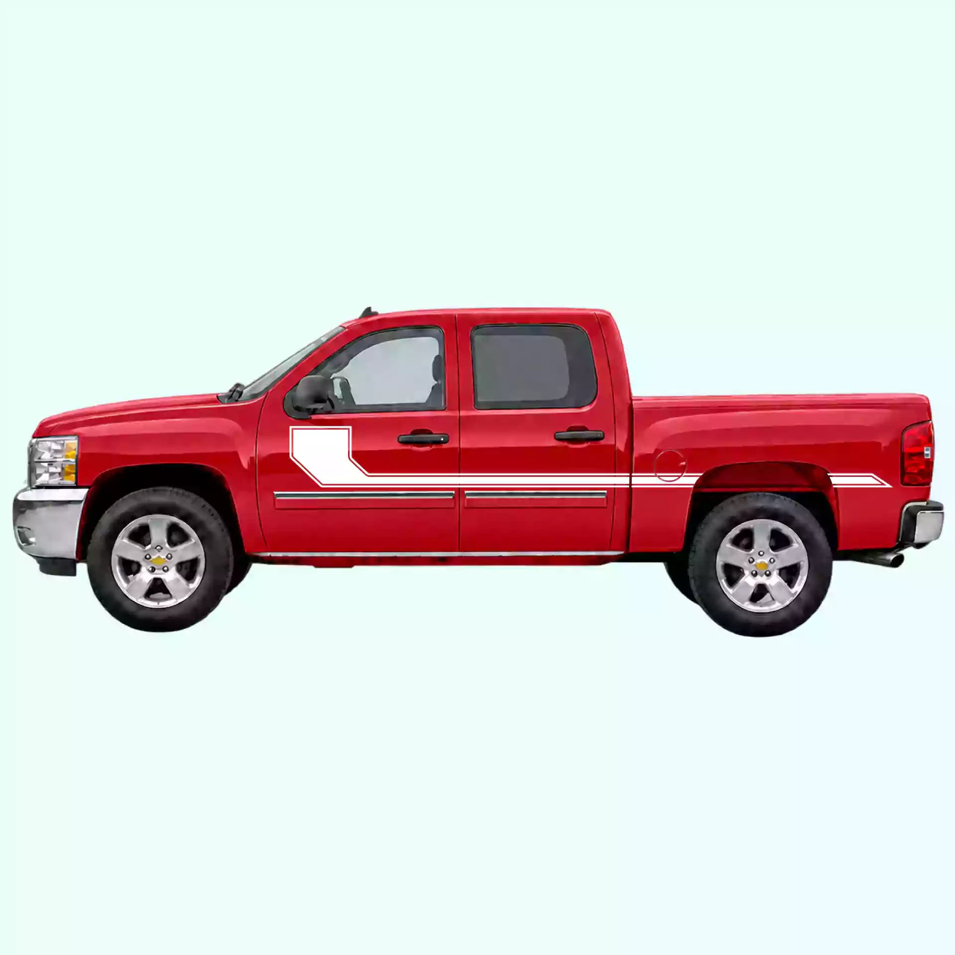 2007-2013 Chevrolet Silverado Side Line Stripes Vinyl Graphics Kit White