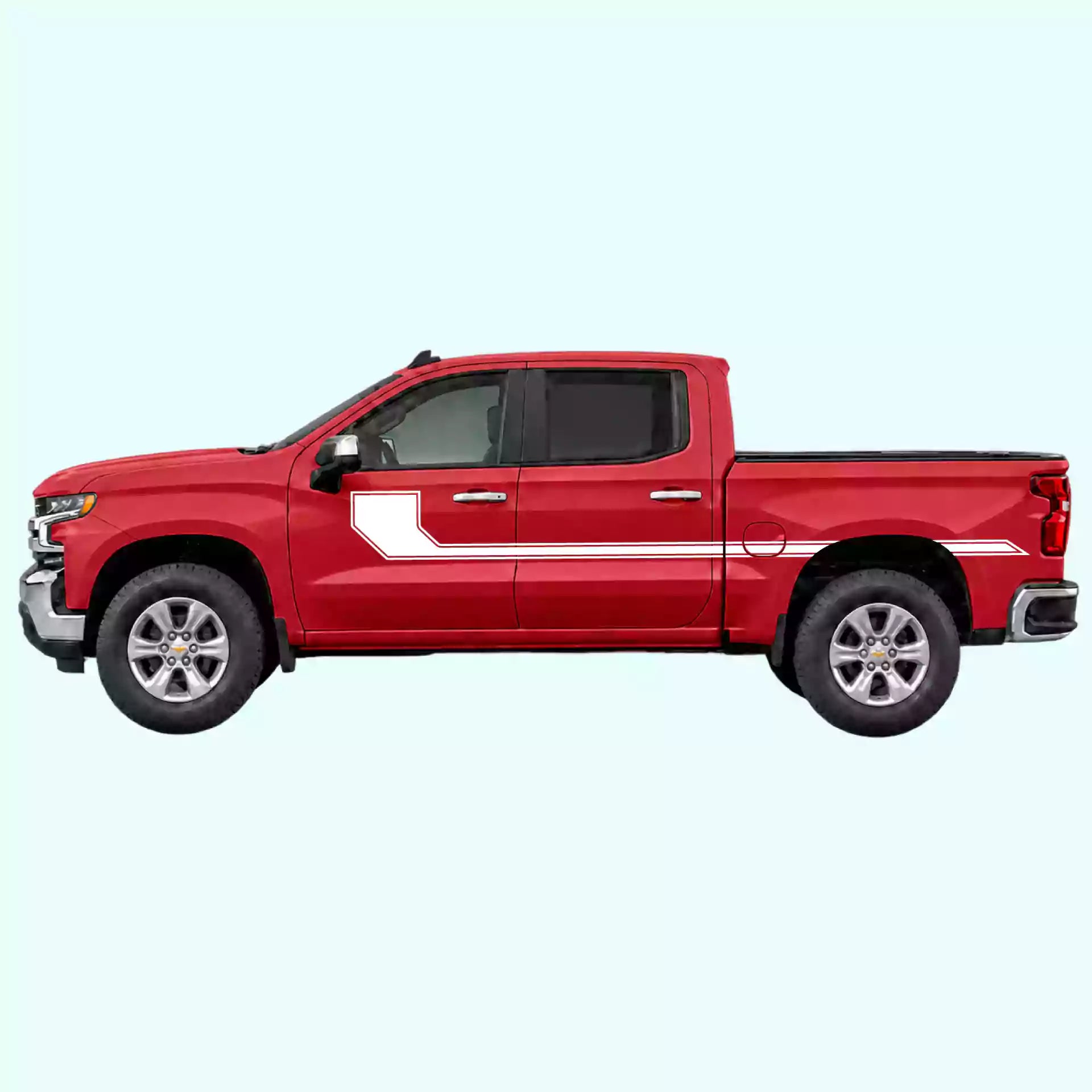 2019-present Chevrolet Silverado Side Line Stripes Vinyl Graphics Kit White
