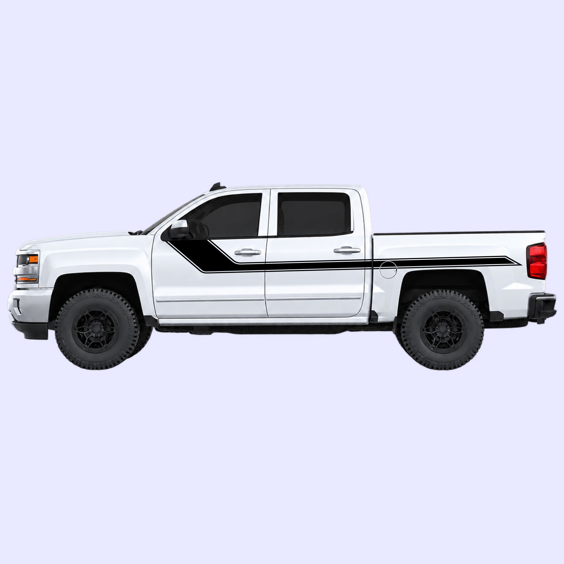 2014-2019 Chevrolet Silverado Side Rally Stripes Vinyl Graphics Kit Black