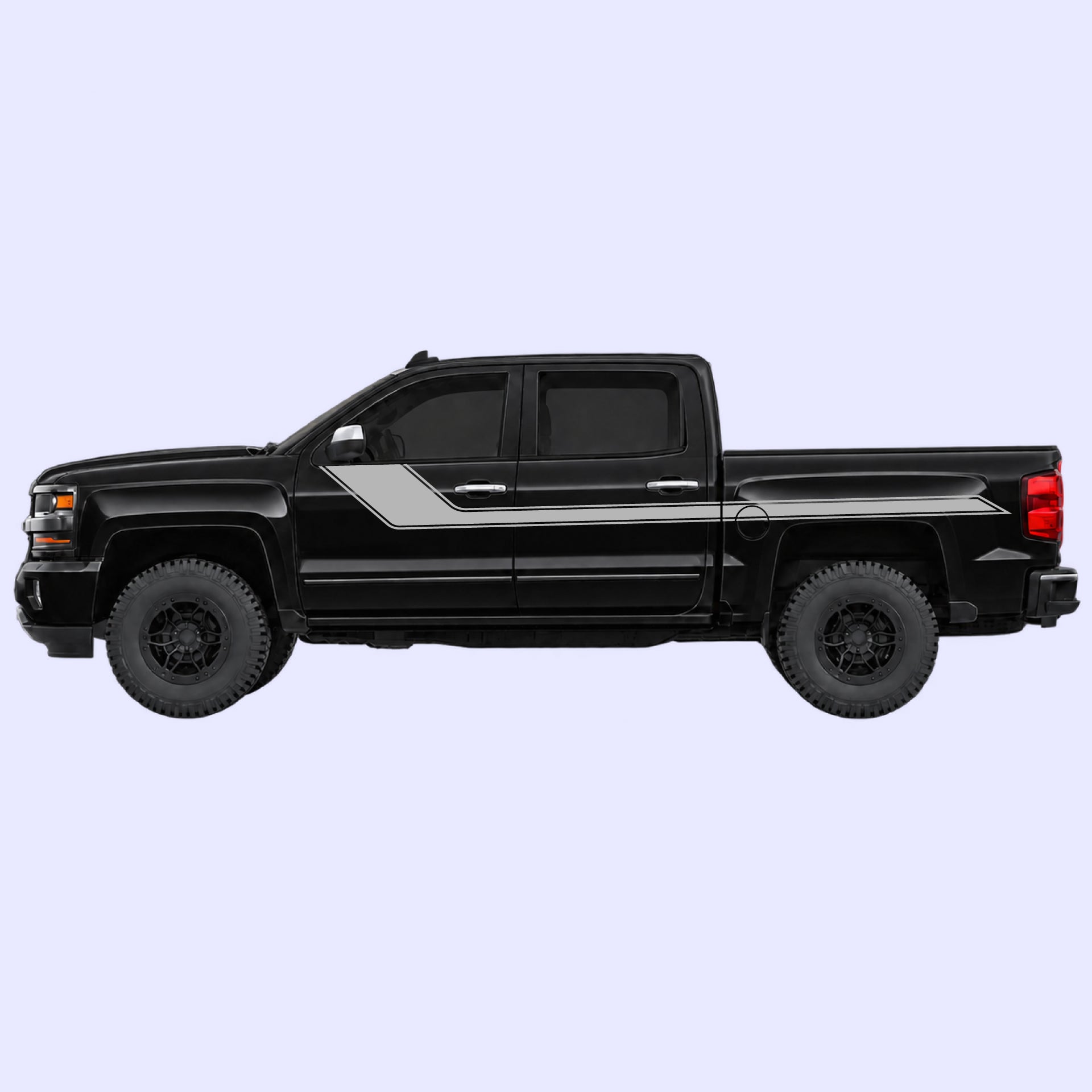 2014-2019 Chevrolet Silverado Side Rally Stripes Vinyl Graphics Kit Gray