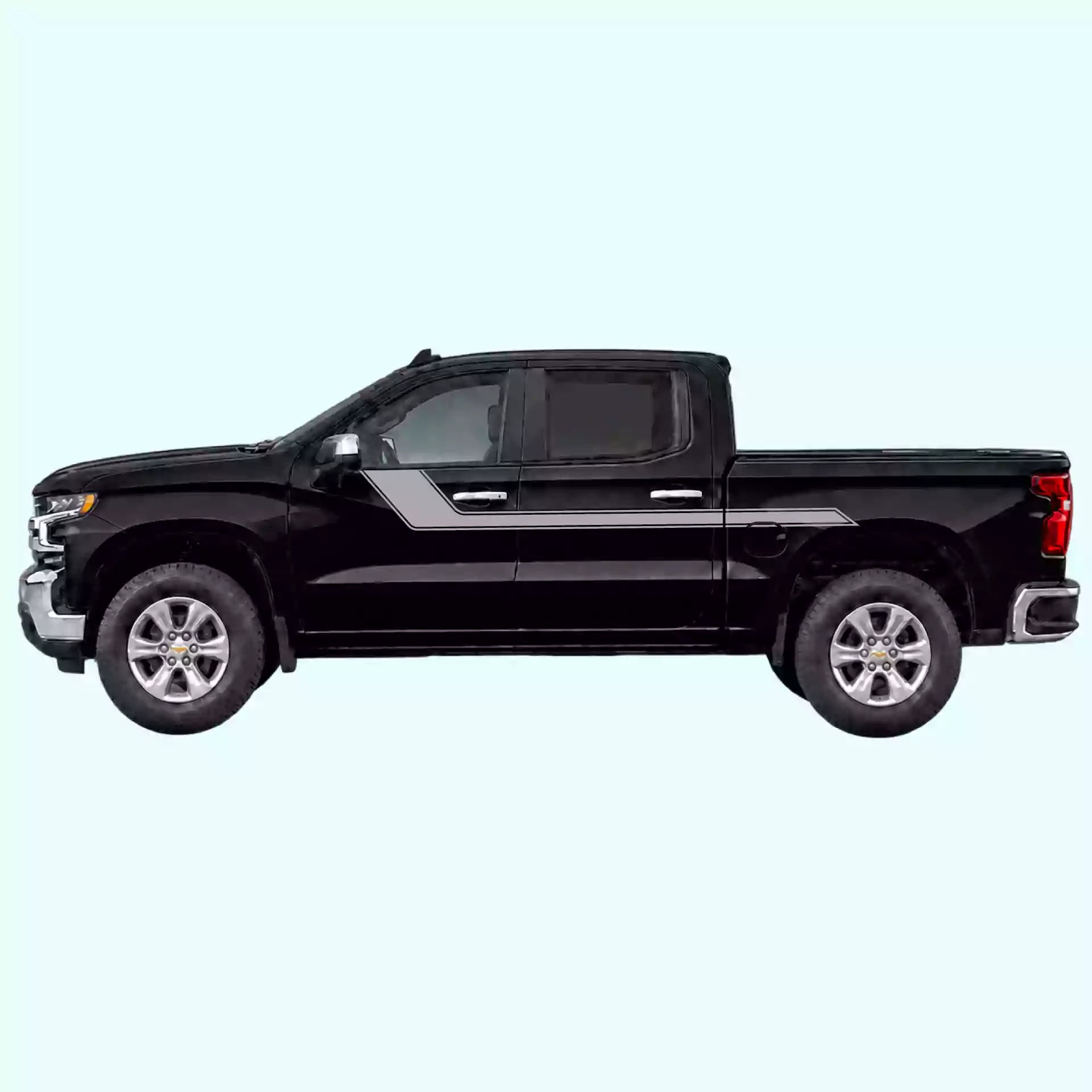 2019-present Chevrolet Silverado Side Rally Stripes Vinyl Graphics Kit Gray