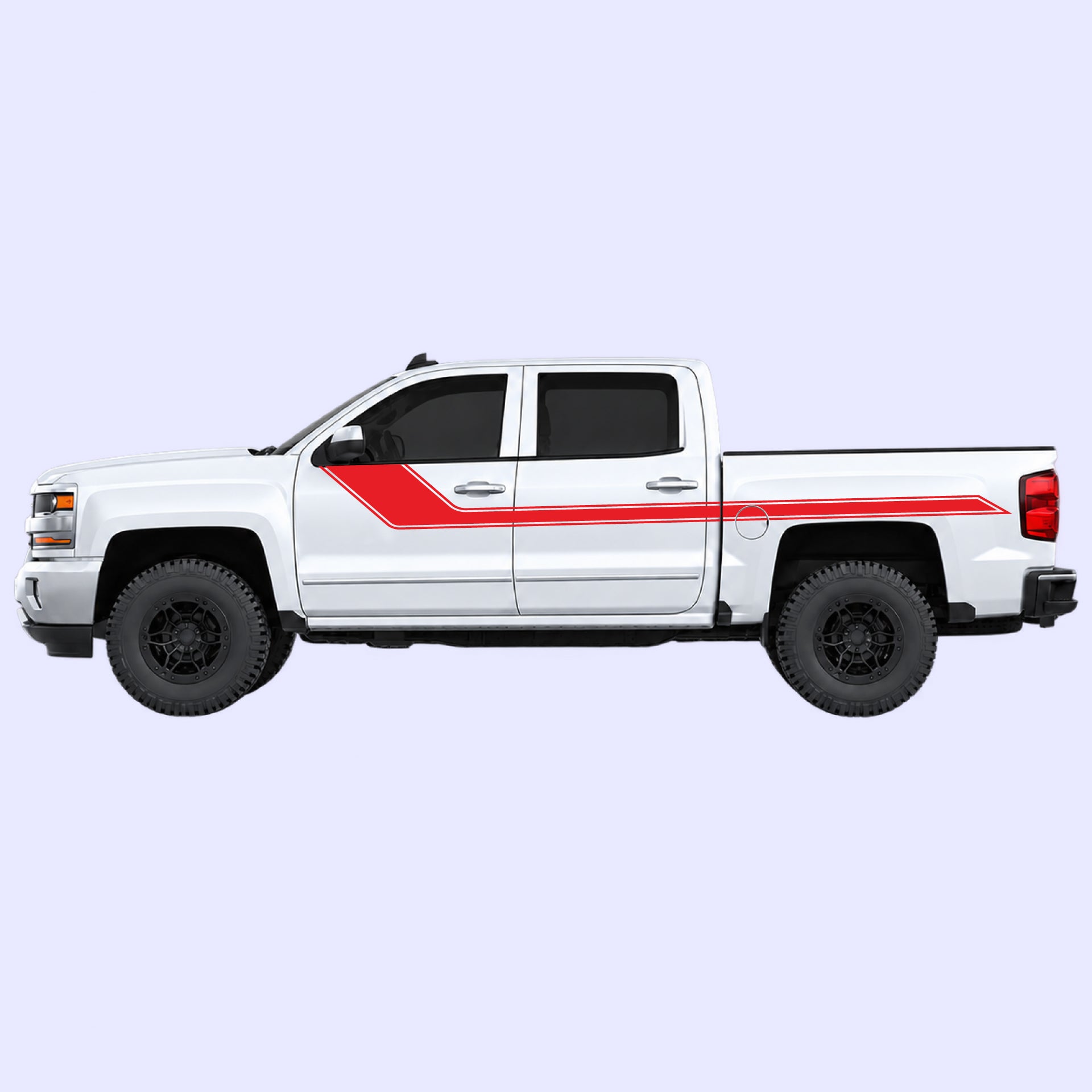 2014-2019 Chevrolet Silverado Side Rally Stripes Vinyl Graphics Kit Red