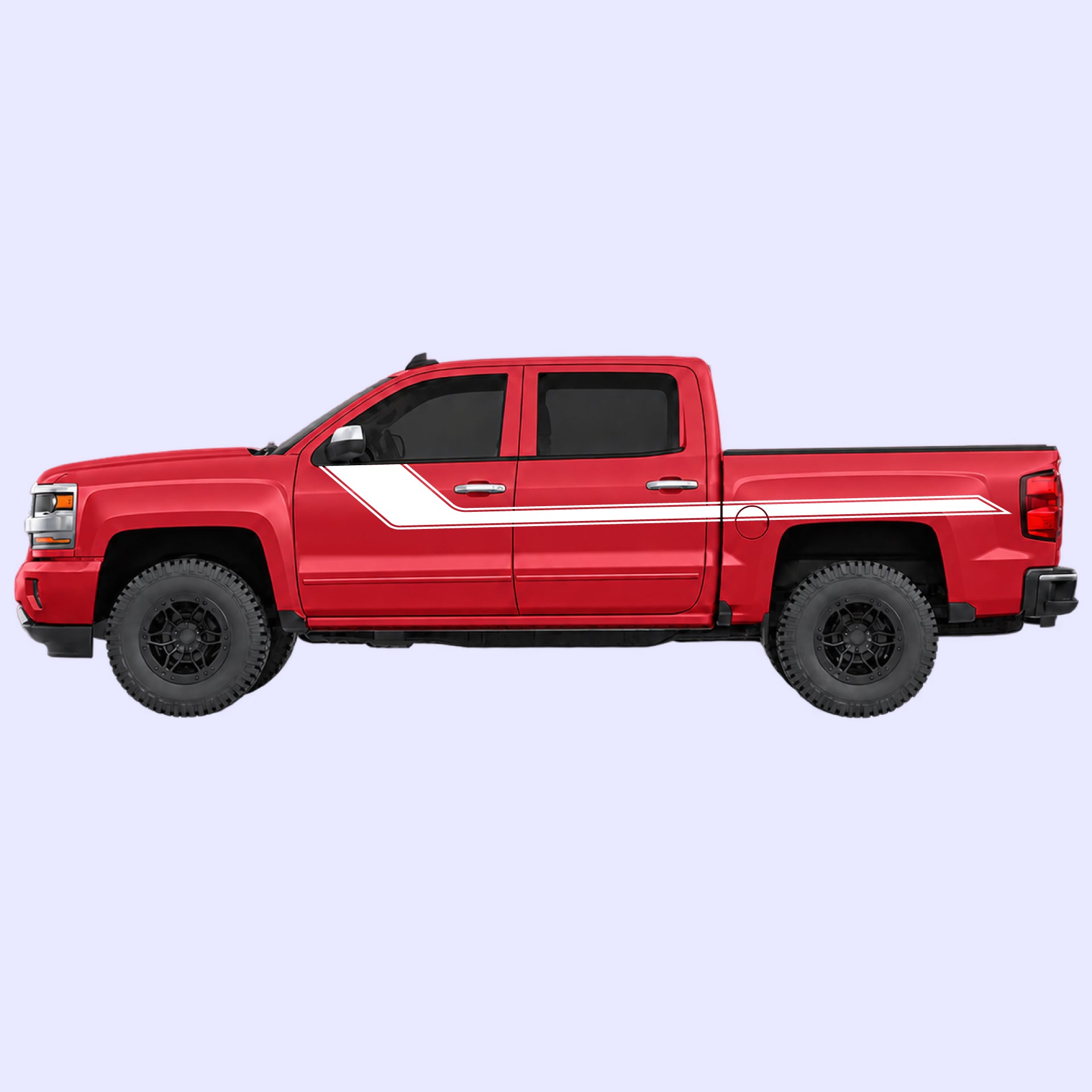 2014-2019 Chevrolet Silverado Side Rally Stripes Vinyl Graphics Kit White