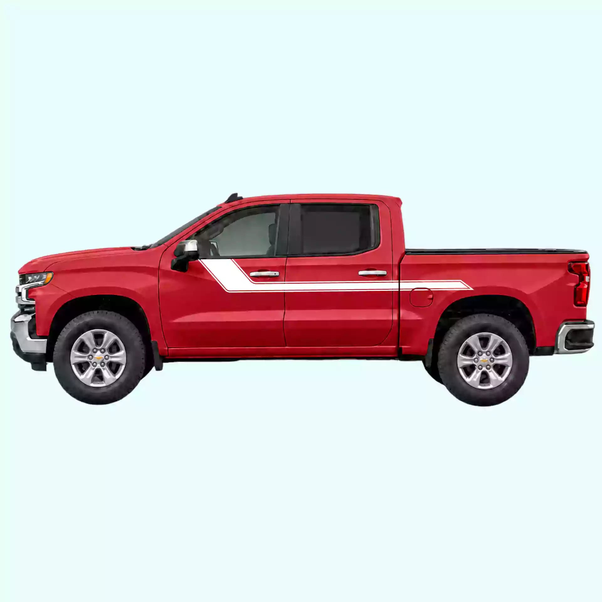 2019-present Chevrolet Silverado Side Rally Stripes Vinyl Graphics Kit White