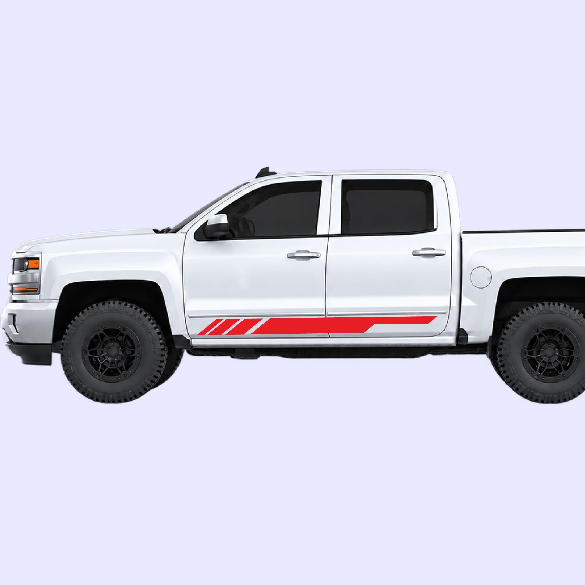 2014-2019 Chevrolet Silverado Side Stripes Vinyl Graphics Kit Red