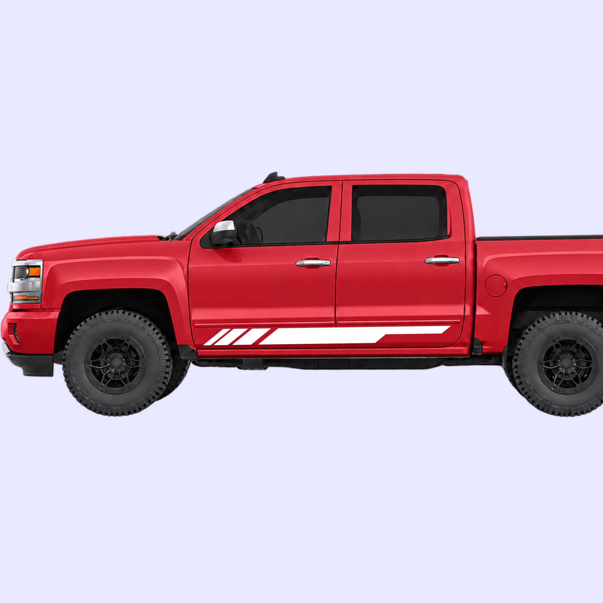 2014-2019 Chevrolet Silverado Side Stripes Vinyl Graphics Kit White
