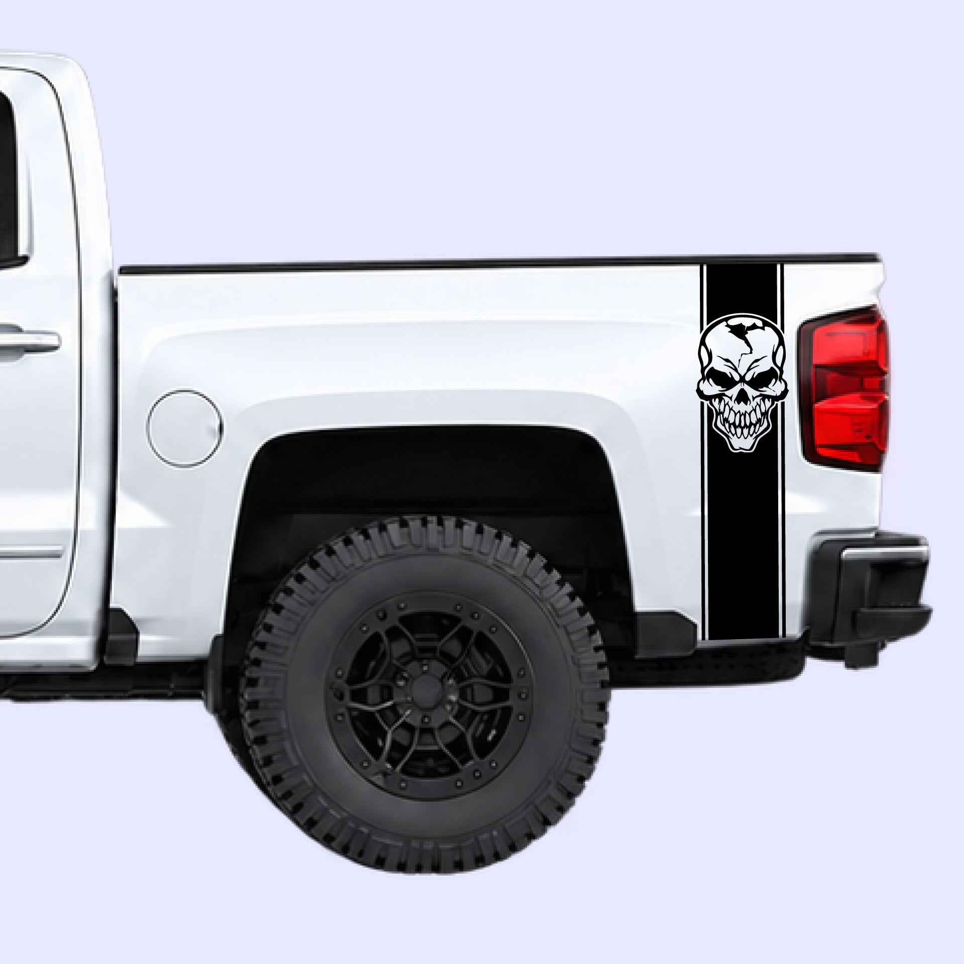 2014-2019 Chevrolet Silverado Skull Bed Stripes Vinyl Graphics Kit Black