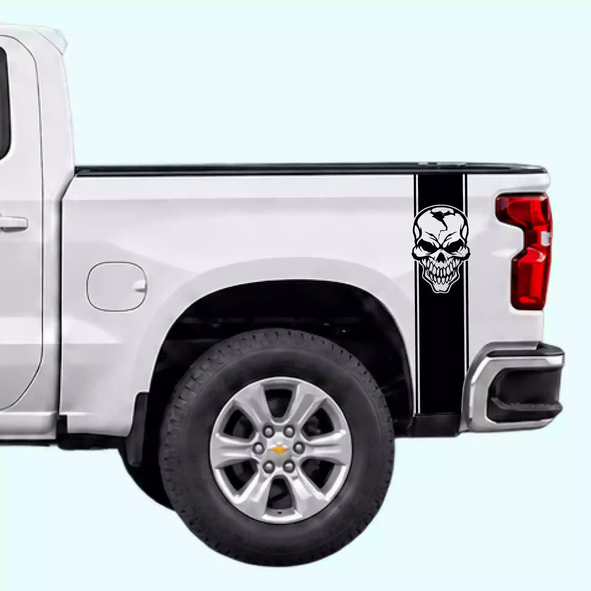 2019-present Chevrolet Silverado Skull Bed Stripes Vinyl Graphics Kit Black