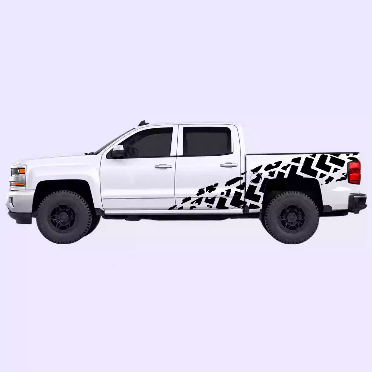 2014-2018 Chevrolet Silverado Tire Tracks Side Decals Vinyl Graphics Kit Black