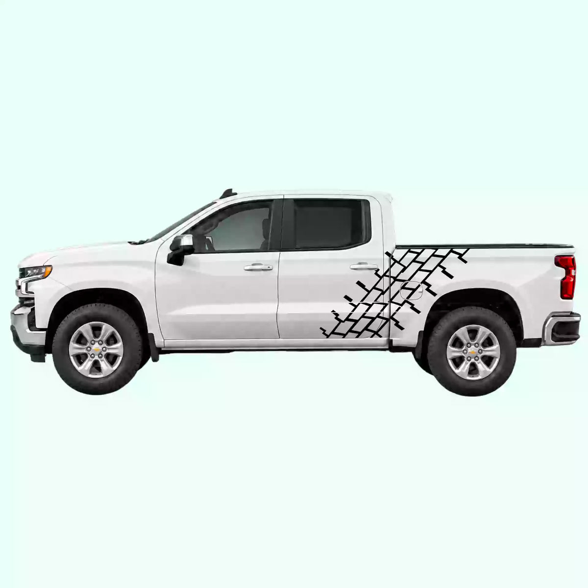 2019-present Chevrolet Silverado Tire Tread Side Decals Vinyl Graphics Kit Black