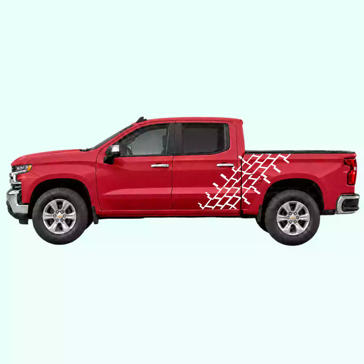 2019-present Chevrolet Silverado Tire Tread Side Decals Vinyl Graphics Kit White