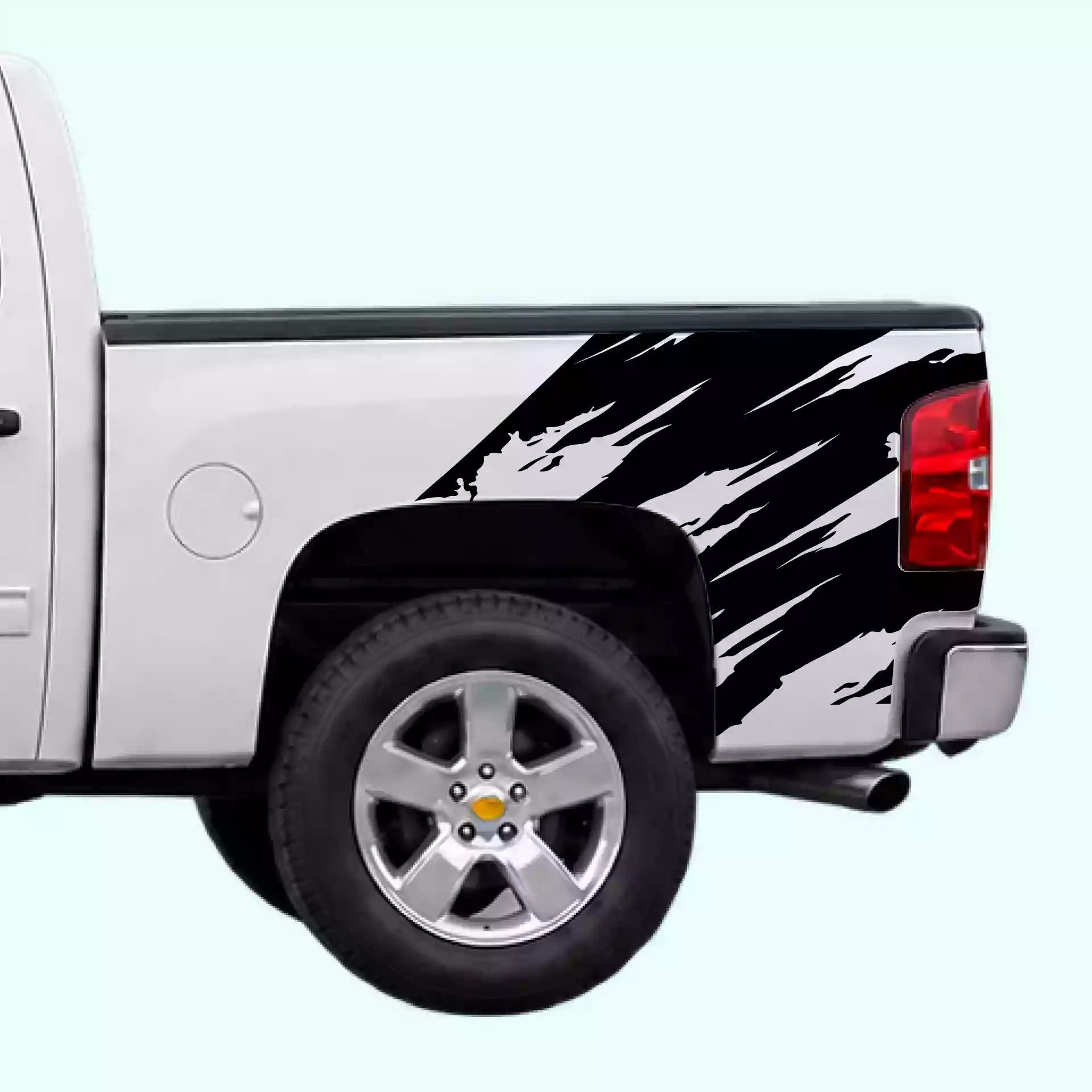 2007-2013 Chevrolet Silverado Torn Bed Decals Vinyl Graphics Kit Black