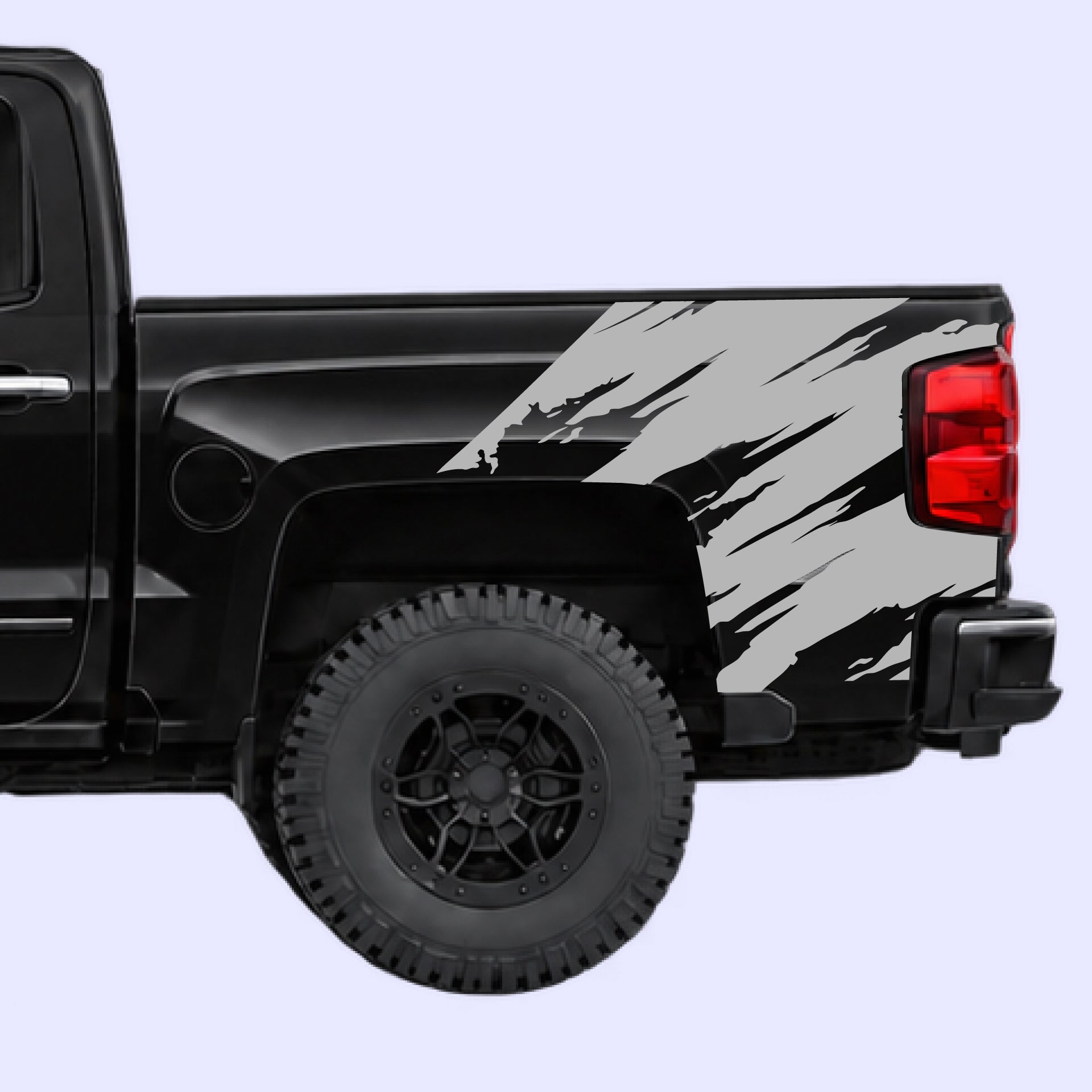2014-2019 Chevrolet Silverado Torn Bed Decals Vinyl Graphics Kit Gray