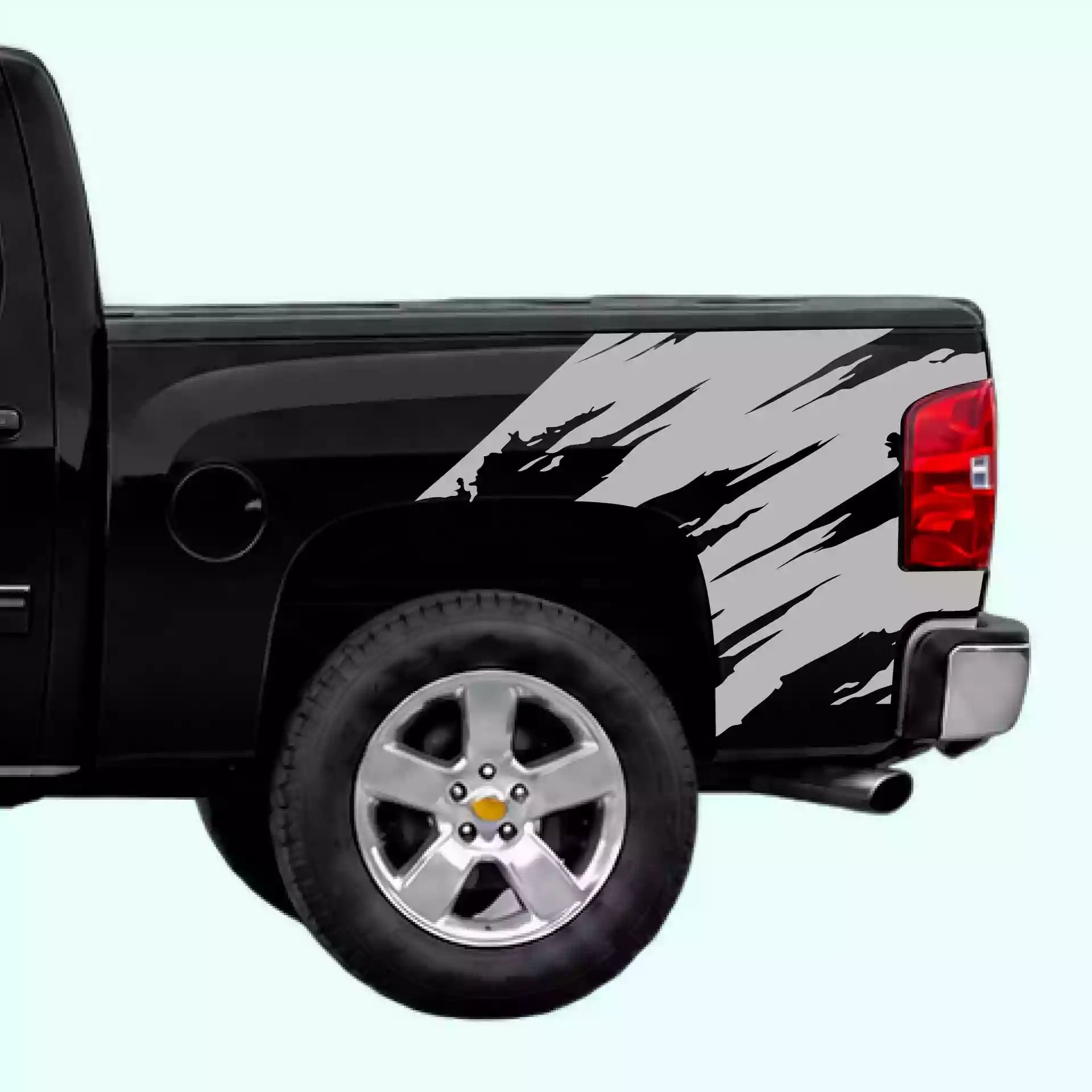 2007-2013 Chevrolet Silverado Torn Bed Decals Vinyl Graphics Kit Gray