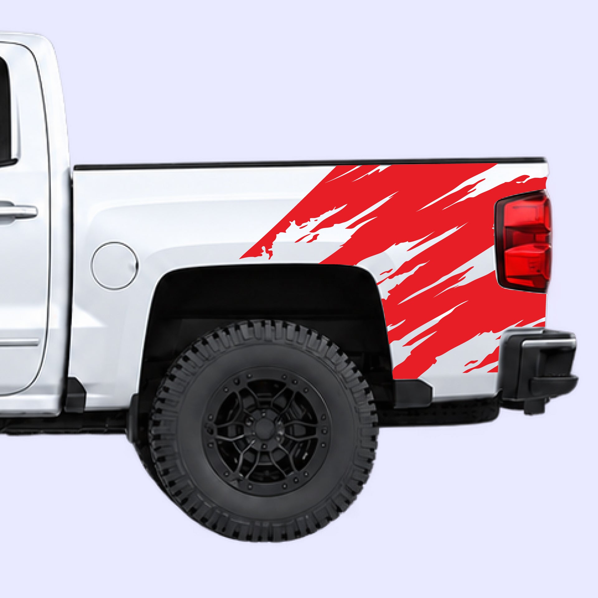 2014-2019 Chevrolet Silverado Torn Bed Decals Vinyl Graphics Kit Red