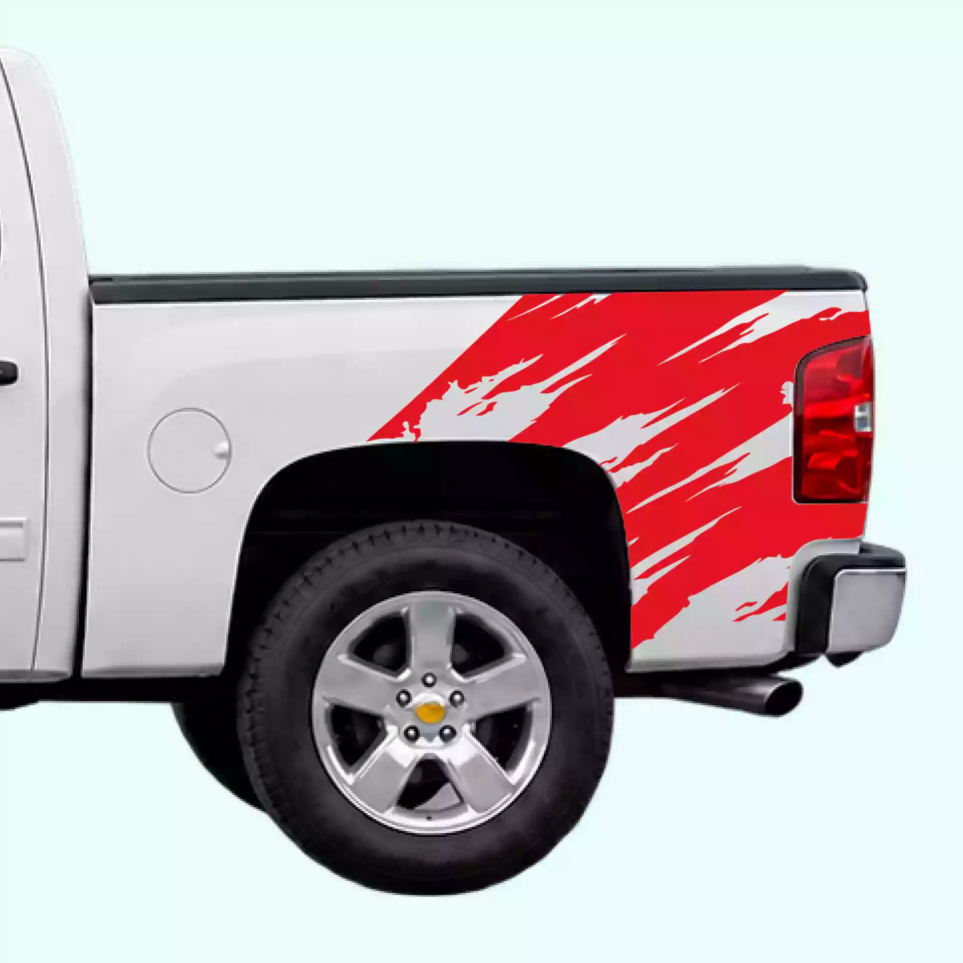 2007-2013 Chevrolet Silverado Torn Bed Decals Vinyl Graphics Kit Red