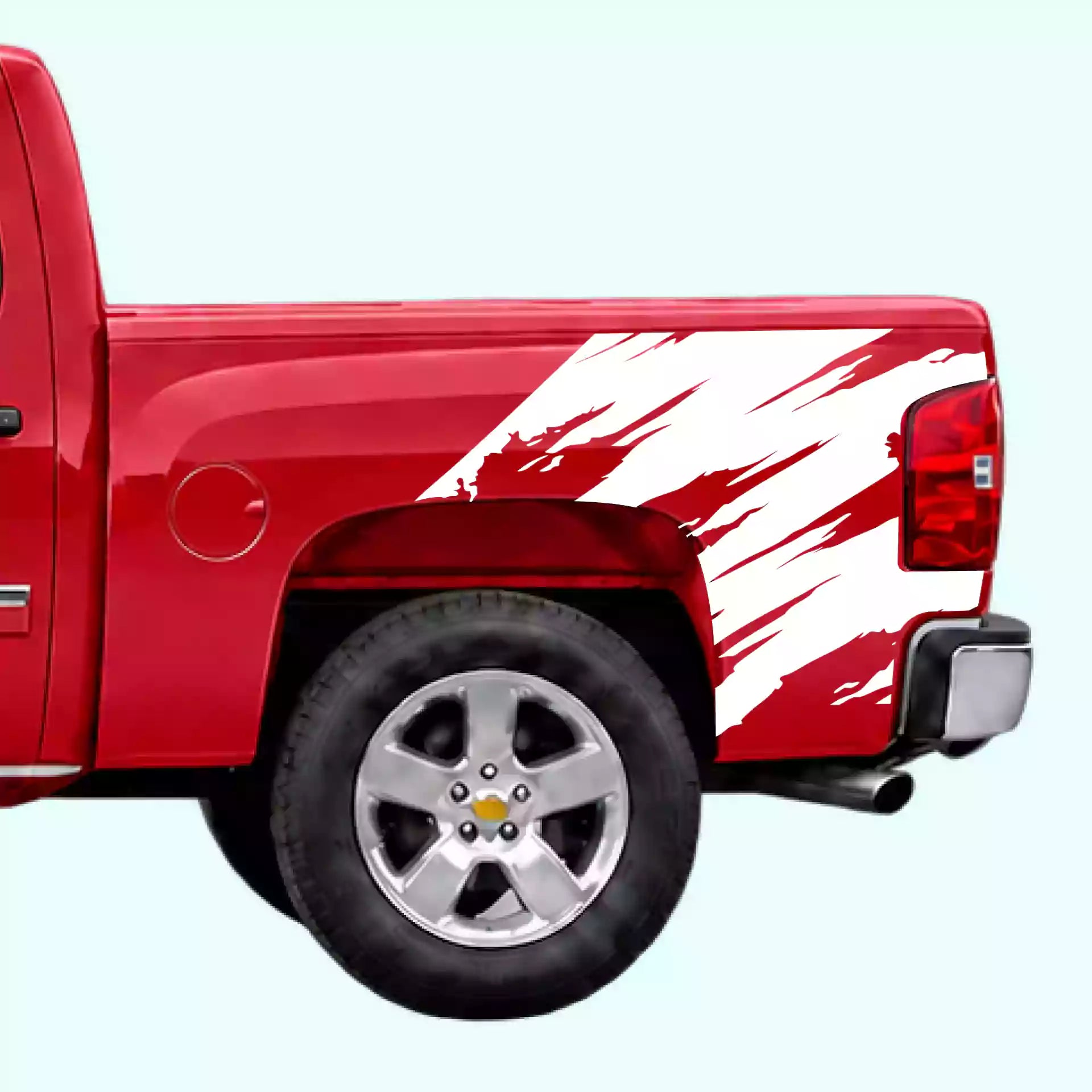 2007-2013 Chevrolet Silverado Torn Bed Decals Vinyl Graphics Kit White