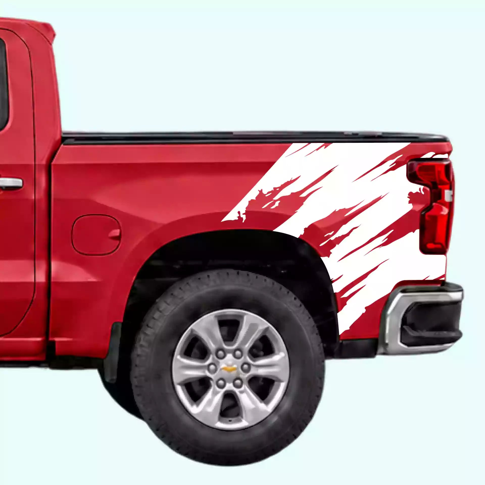 2019-present Chevrolet Silverado Torn Bed Decals Vinyl Graphics Kit White