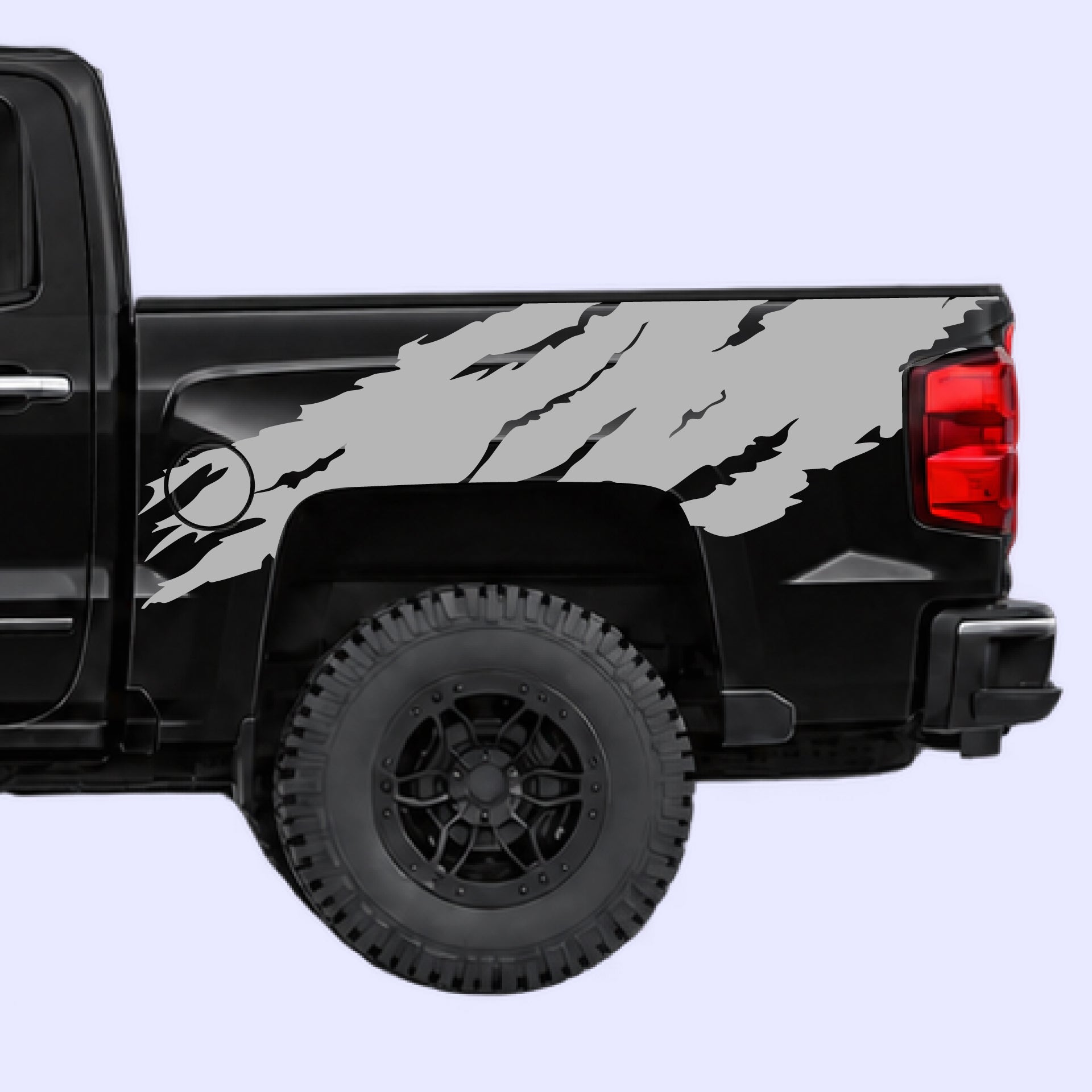 2014-2019 Chevrolet Silverado Torn Off Road Bed Decals Vinyl Graphics Kit Gray