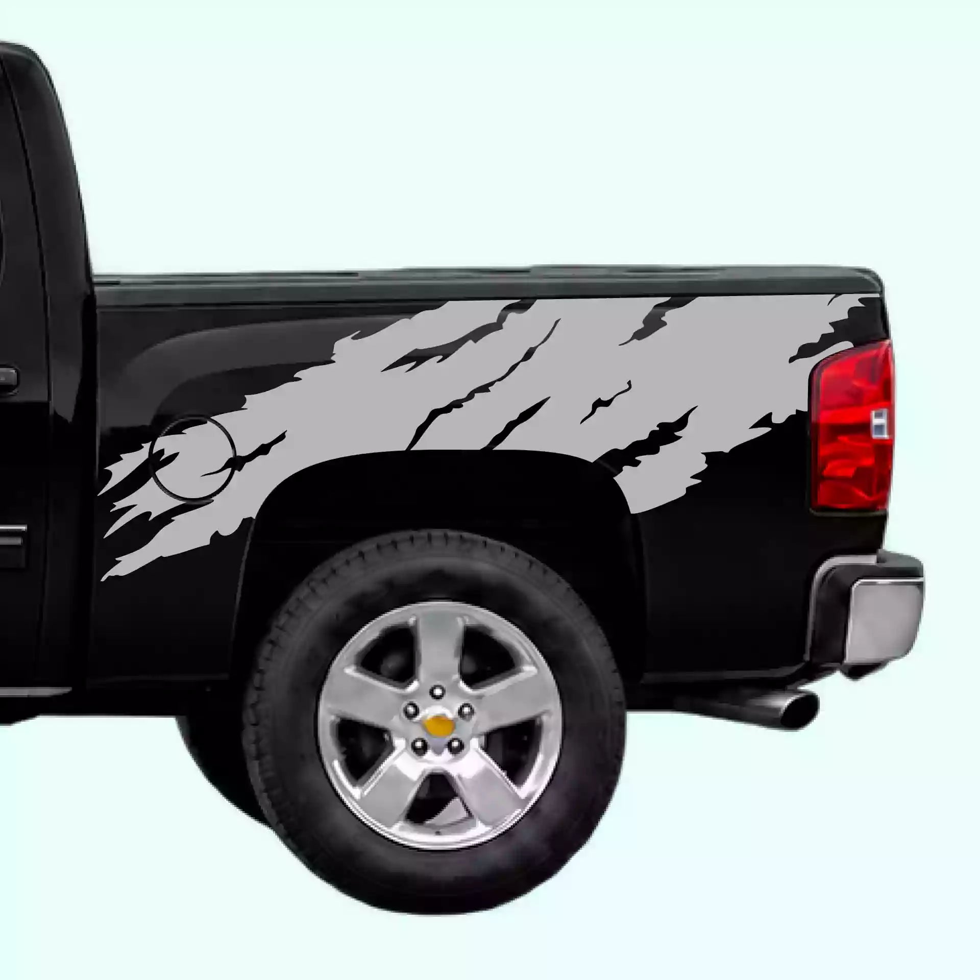 2007-2013 Chevrolet Silverado Torn Off Road Bed Decals Vinyl Graphics Kit Gray