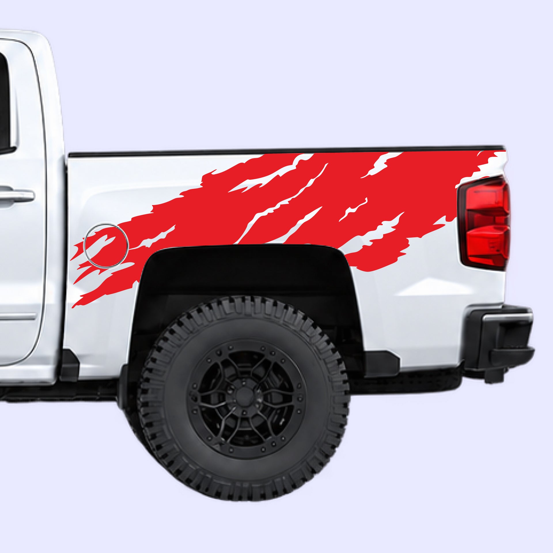 2014-2019 Chevrolet Silverado Torn Off Road Bed Decals Vinyl Graphics Kit Red