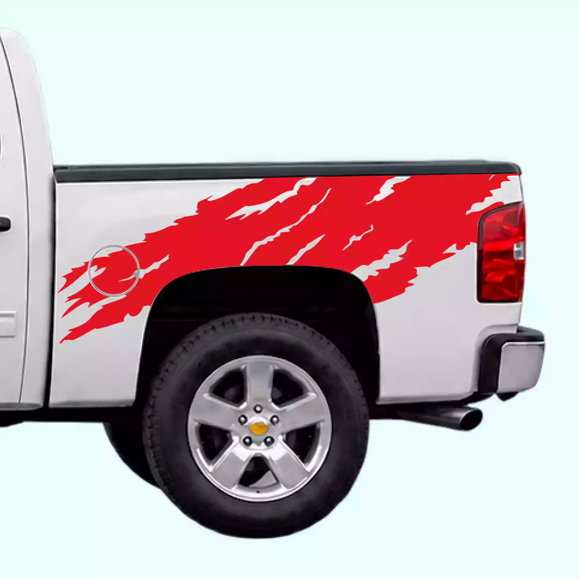 2007-2013 Chevrolet Silverado Torn Off Road Bed Decals Vinyl Graphics Kit Red