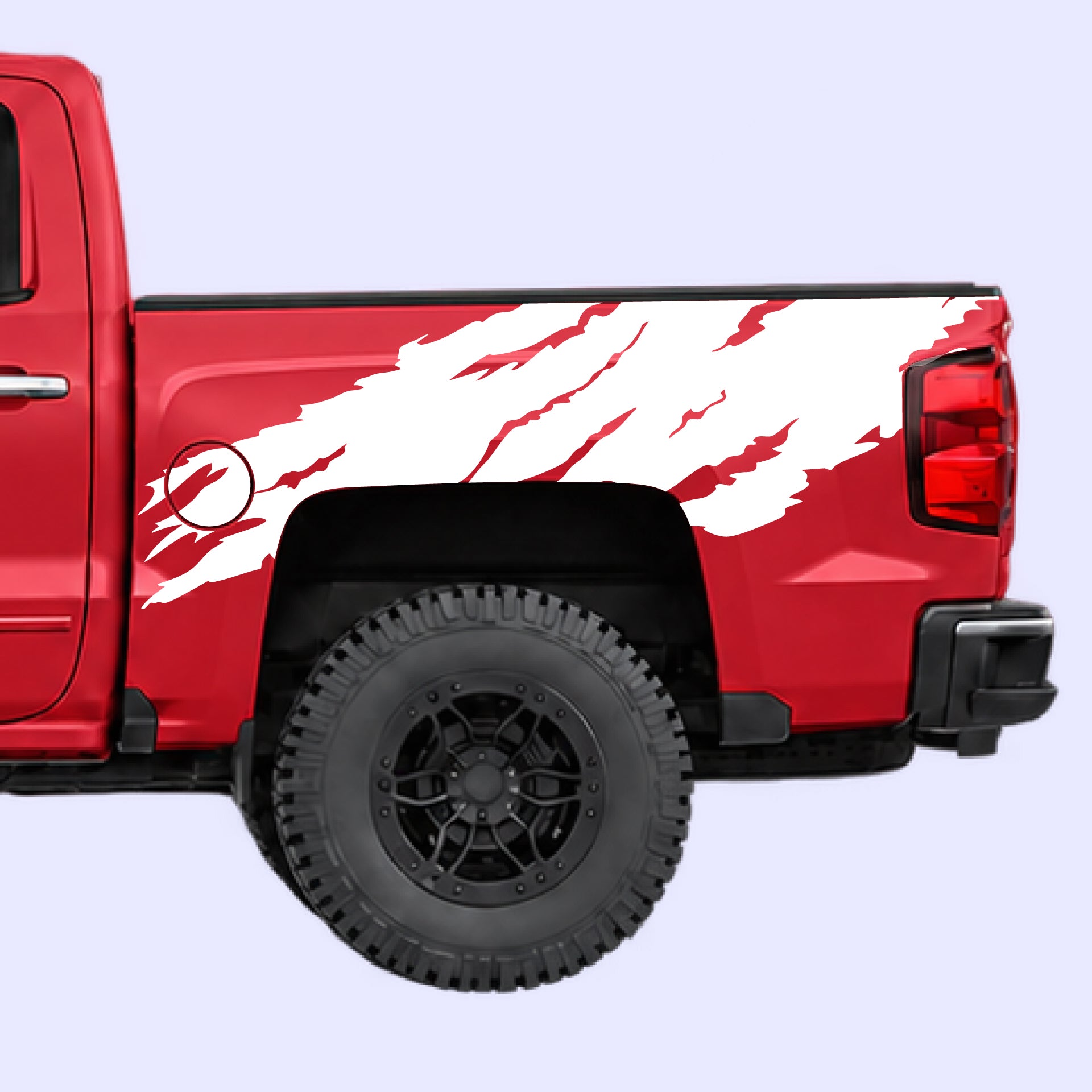 2014-2019 Chevrolet Silverado Torn Off Road Bed Decals Vinyl Graphics Kit White