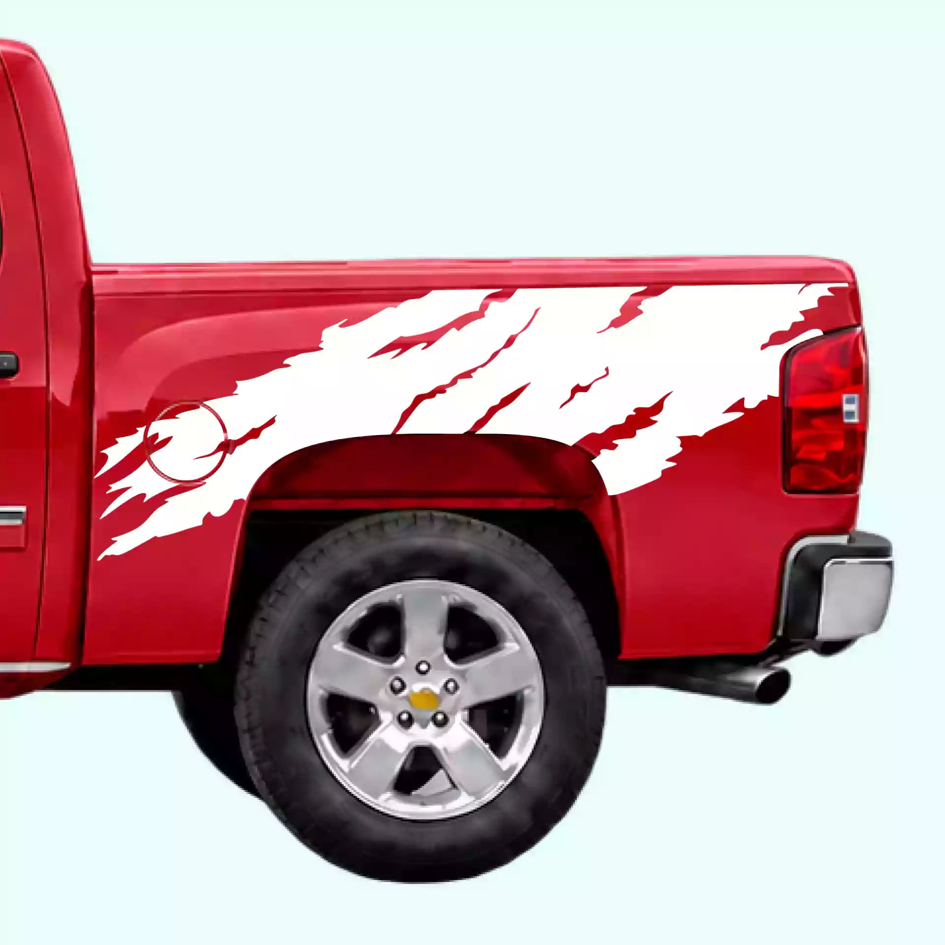 2007-2013 Chevrolet Silverado Torn Off Road Bed Decals Vinyl Graphics Kit White