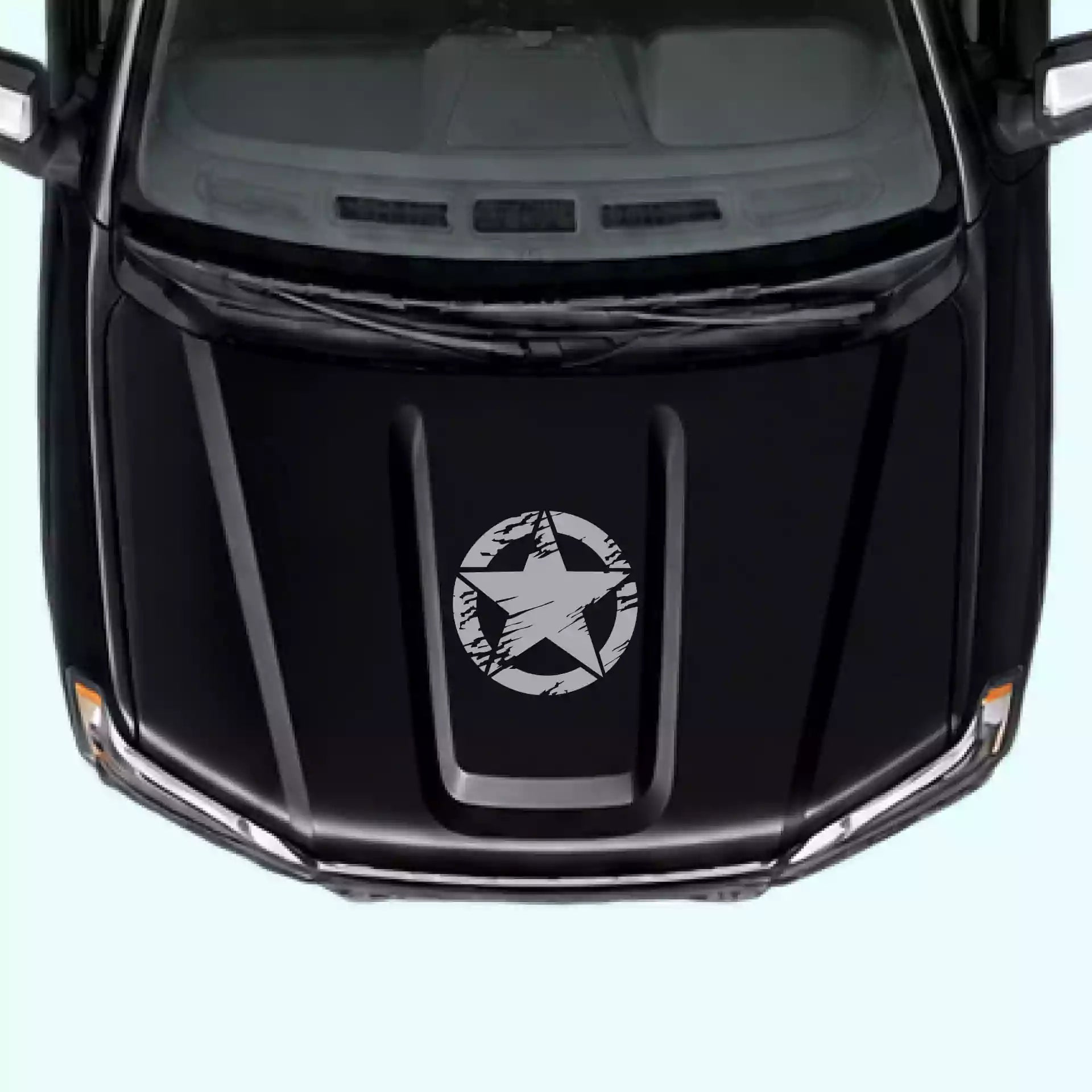 2019-present Chevrolet Silverado Torn Star Hood Decal Vinyl Graphics Kit Gray