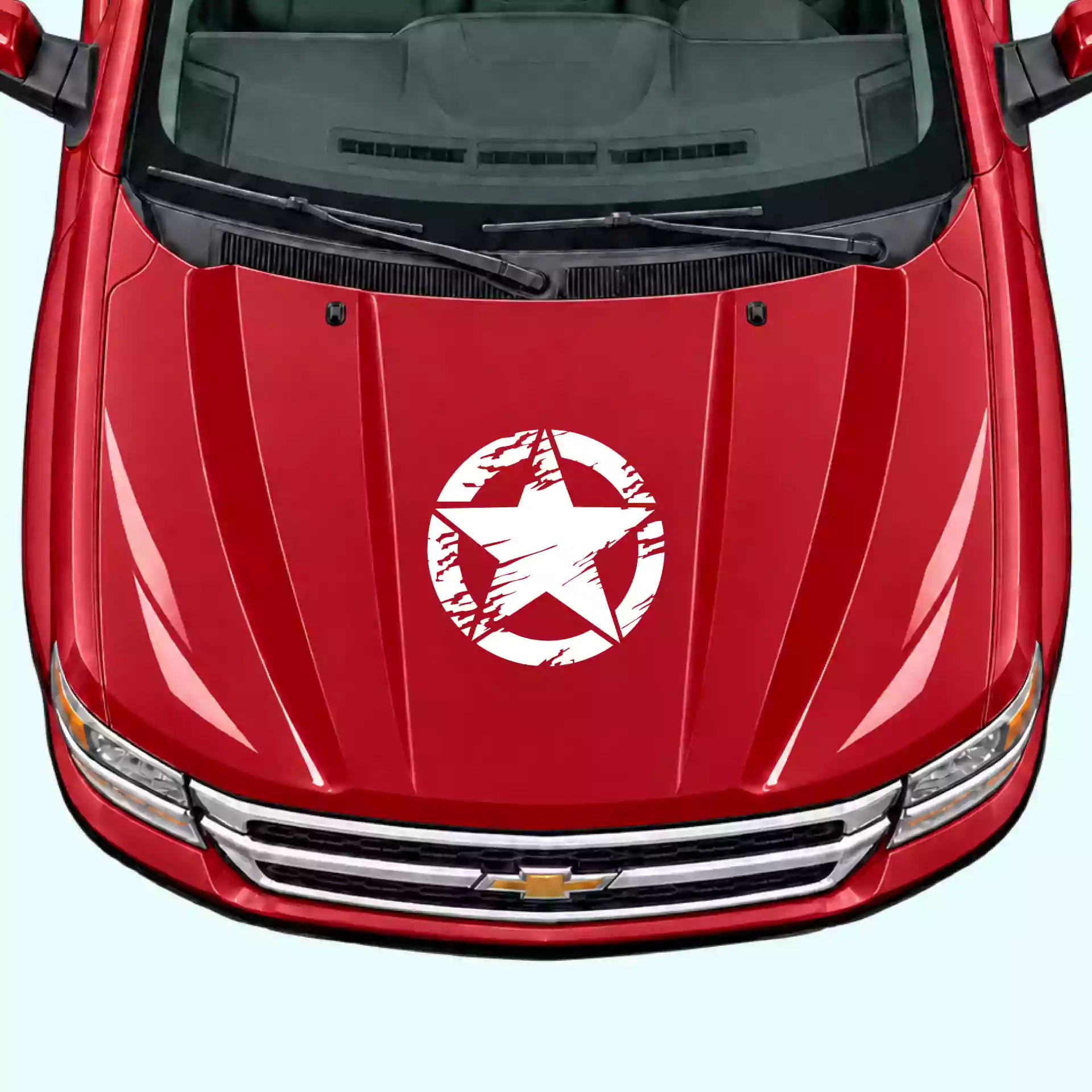 2007-2013 Chevrolet Silverado Torn Star Hood Decal Vinyl Graphics Kit White