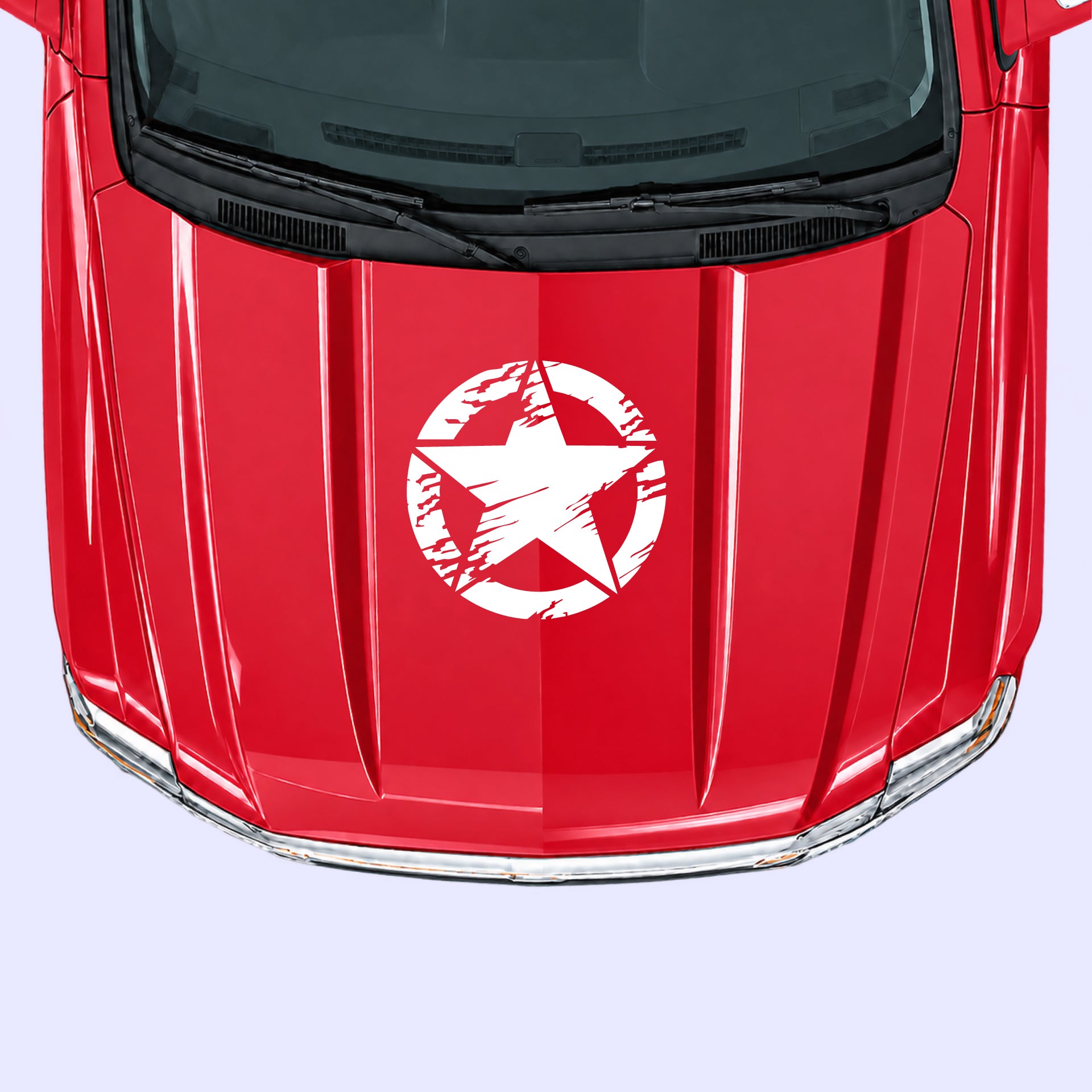 2014-2019 Chevrolet Silverado Torn Star Hood Decal Vinyl Graphics Kit White