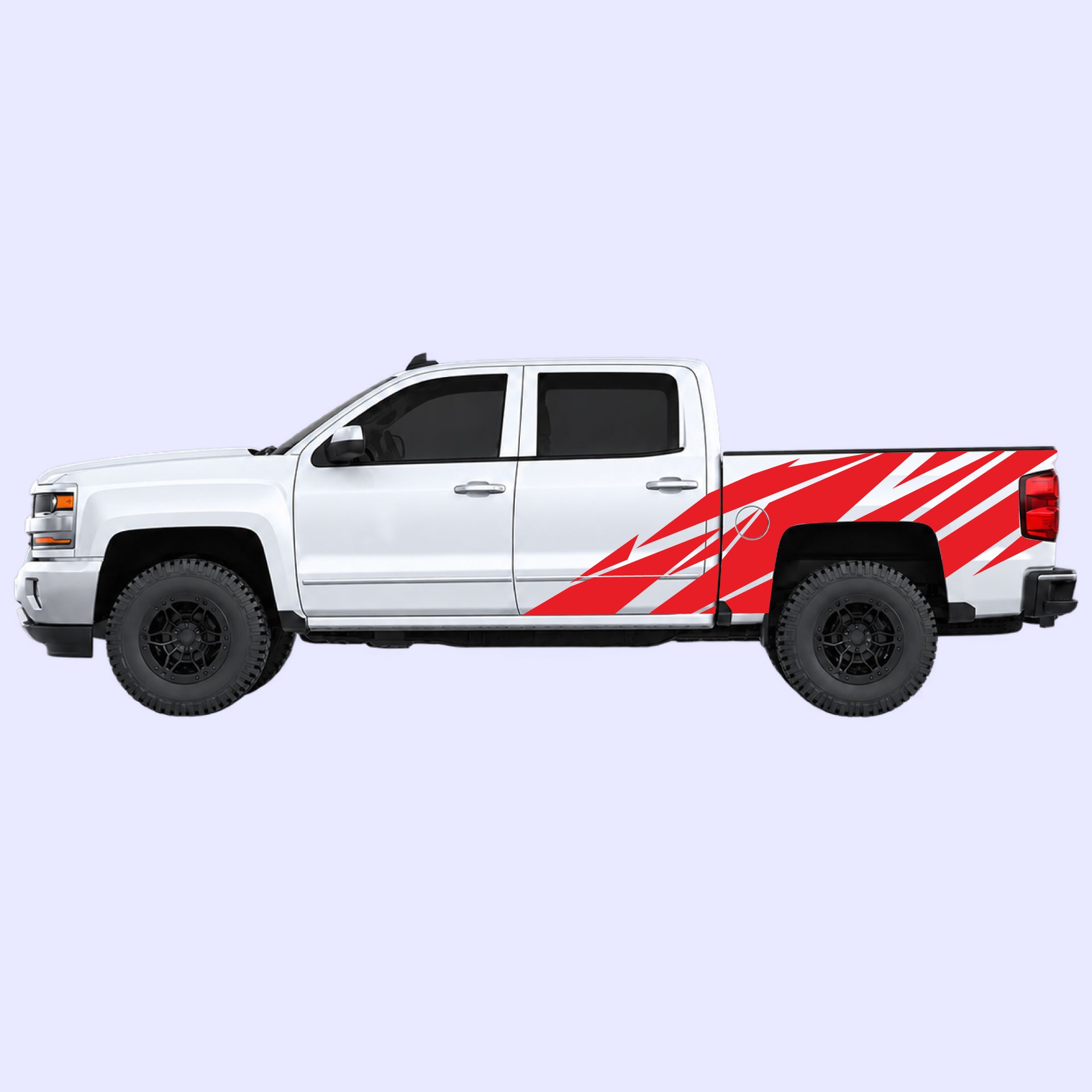 2014-2019 Chevrolet Silverado Warlord Side Decals Vinyl Graphics Kit Red