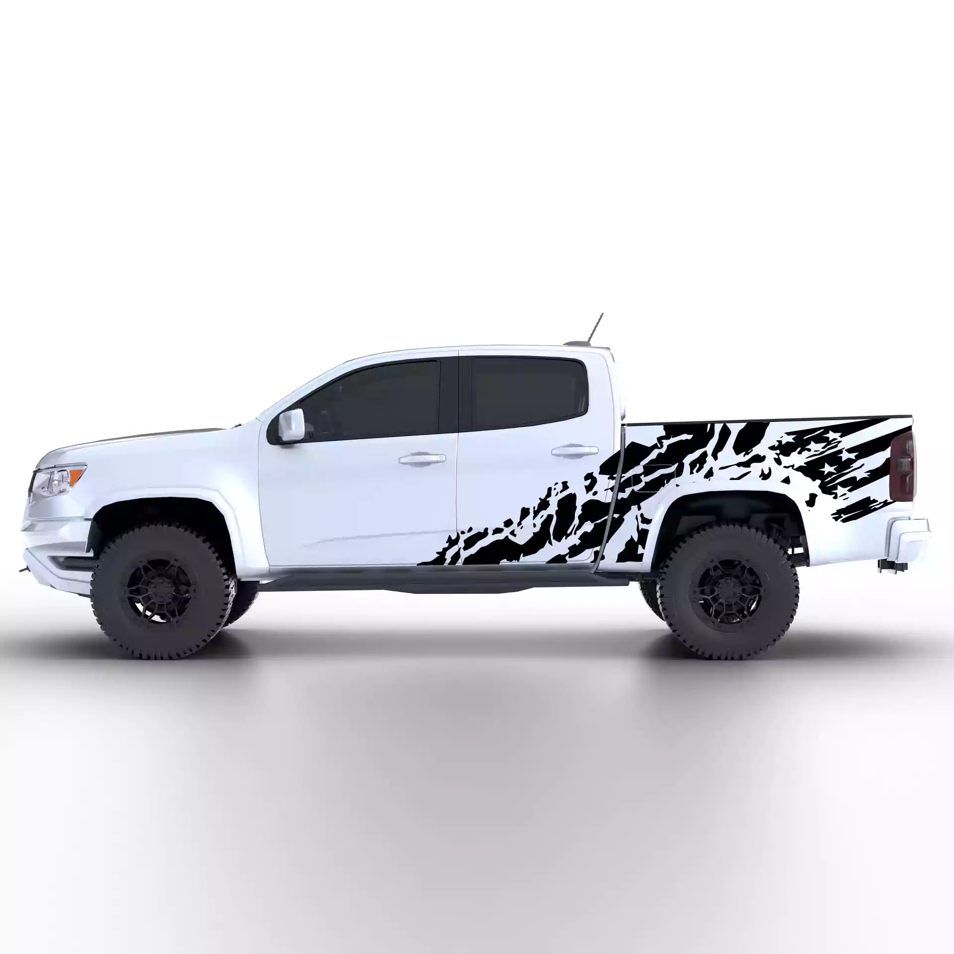 2015-2022 Chevrolet Colorado US Flag Shred Side Decals Vinyl Graphics Kit Black