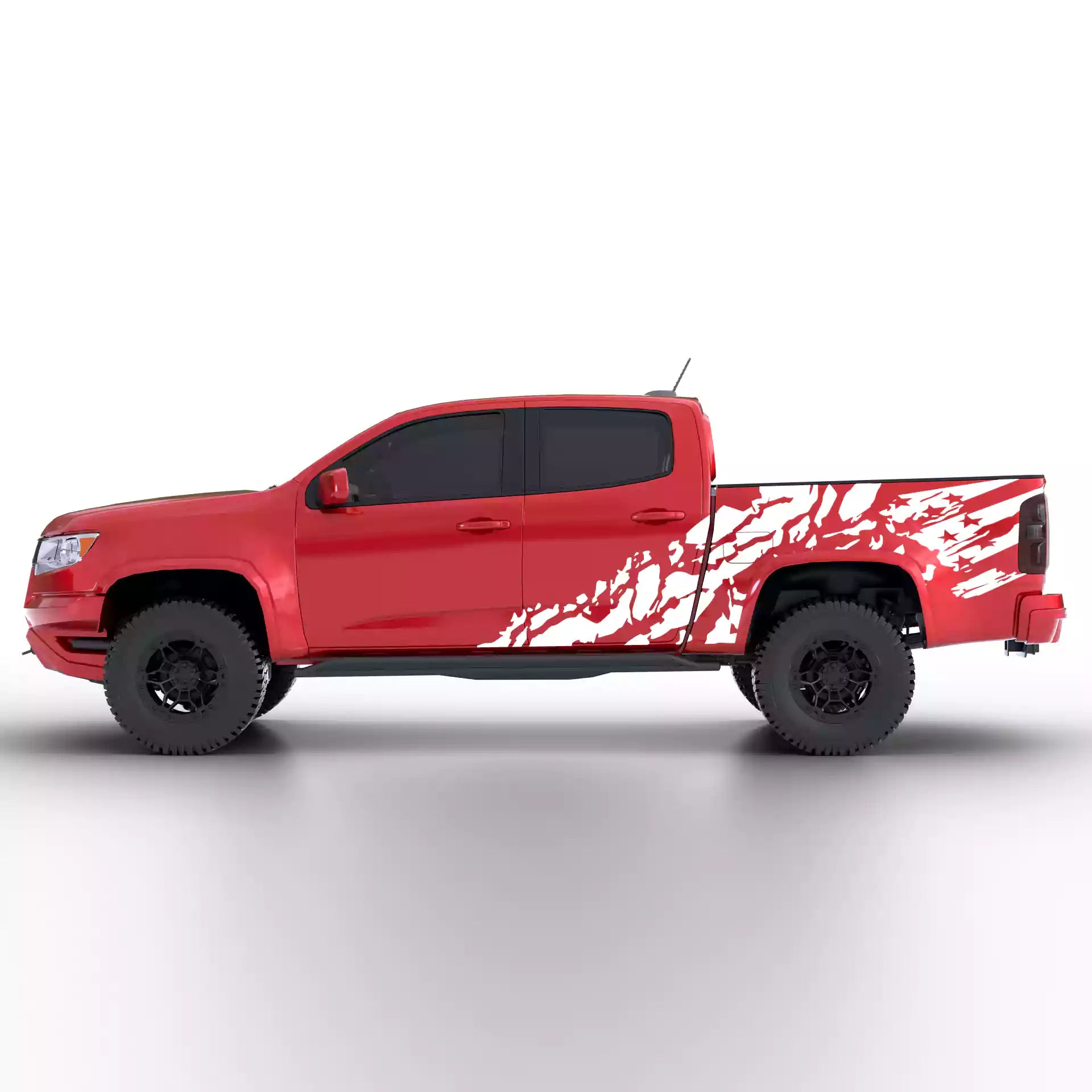 2015-2022 Chevrolet Colorado US Flag Shred Side Decals Vinyl Graphics Kit White