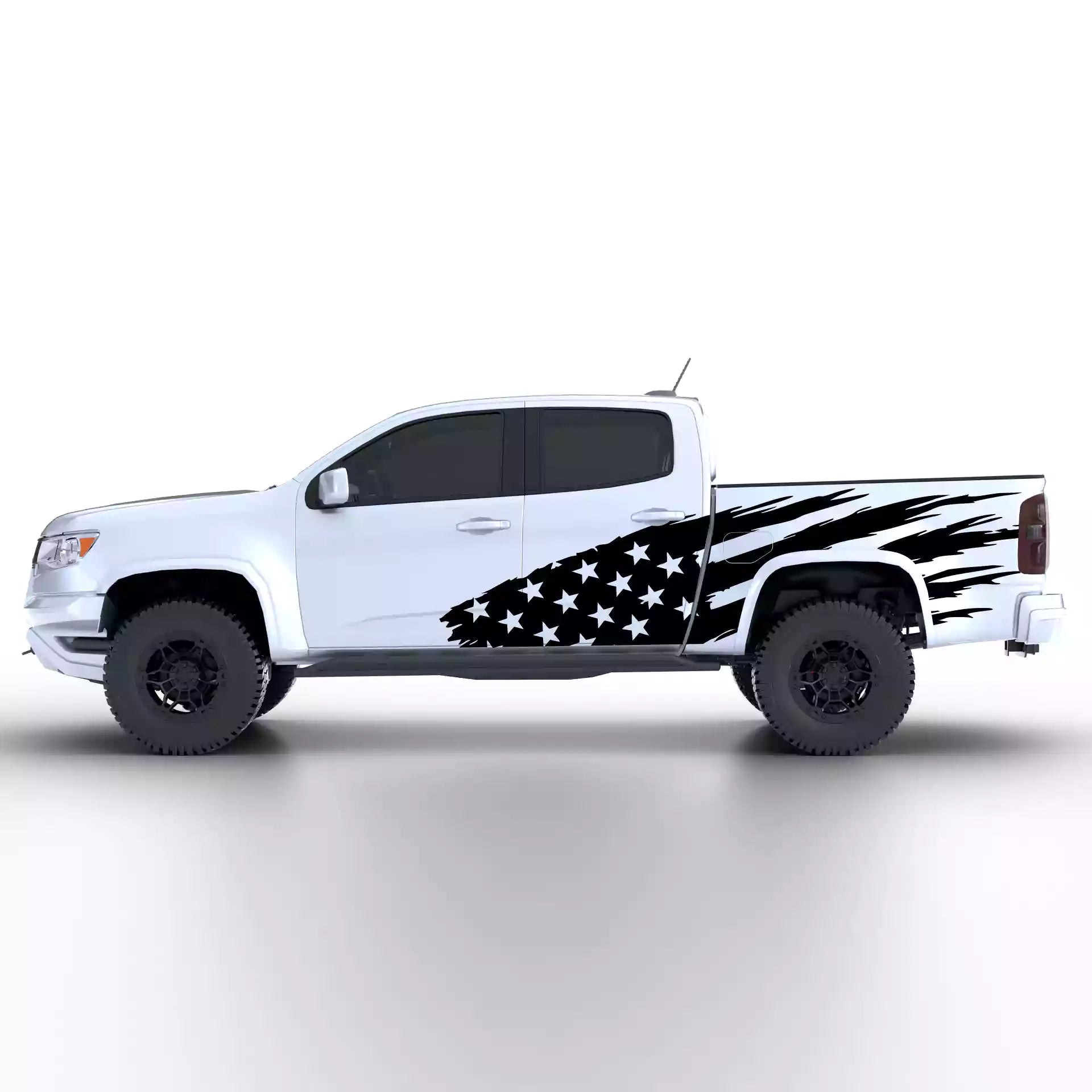 2015-2022 Chevrolet Colorado US Flag Side Decals Vinyl Graphics Kit Black