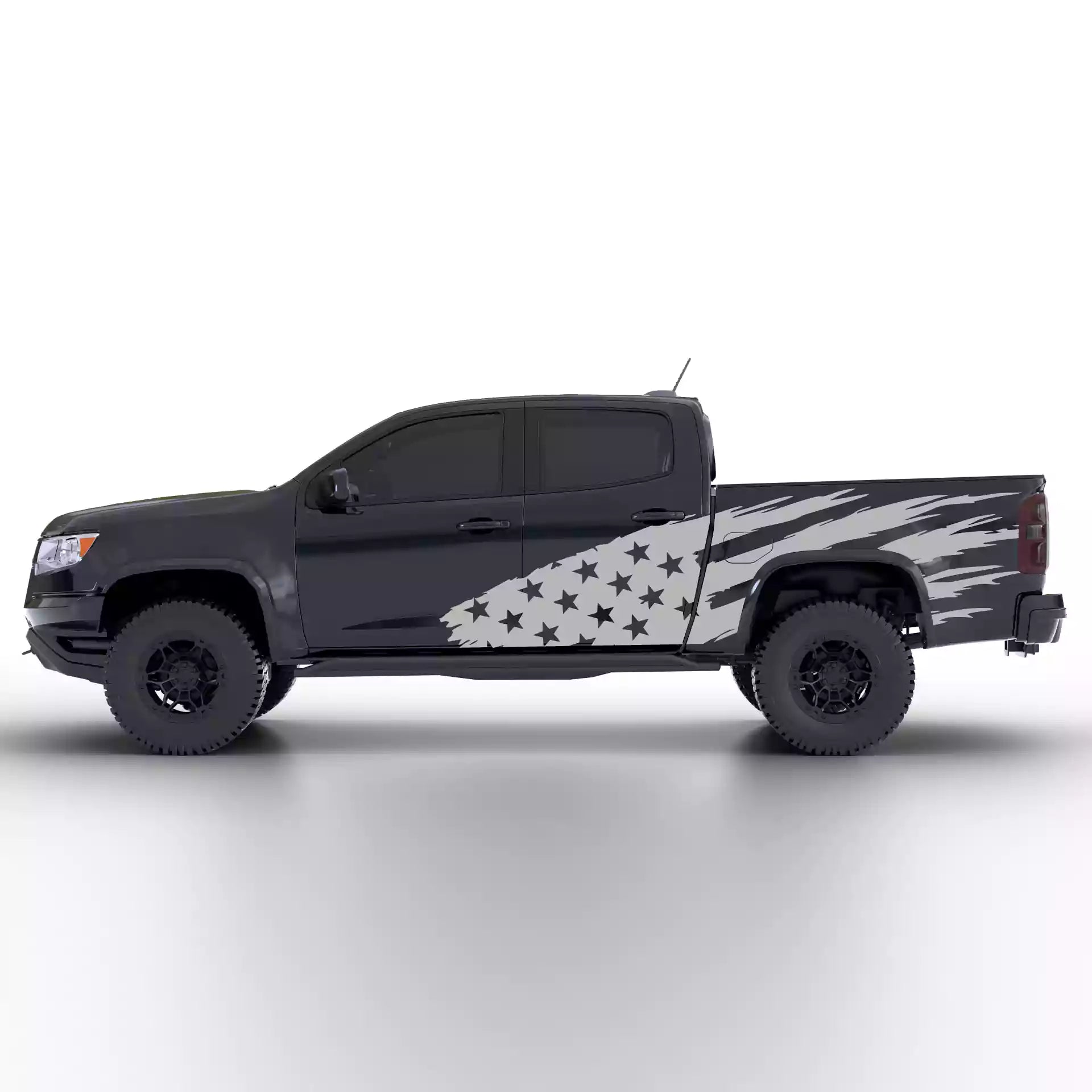2015-2022 Chevrolet Colorado US Flag Side Decals Vinyl Graphics Kit Gray