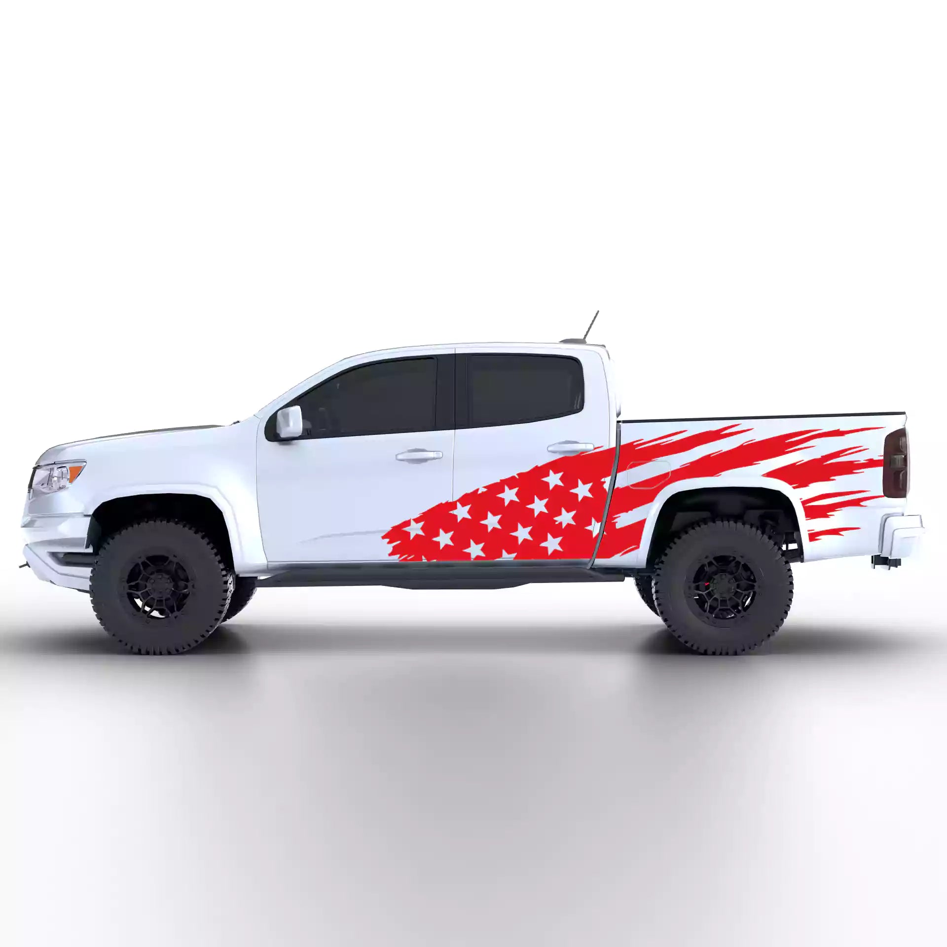 2015-2022 Chevrolet Colorado US Flag Side Decals Vinyl Graphics Kit Red