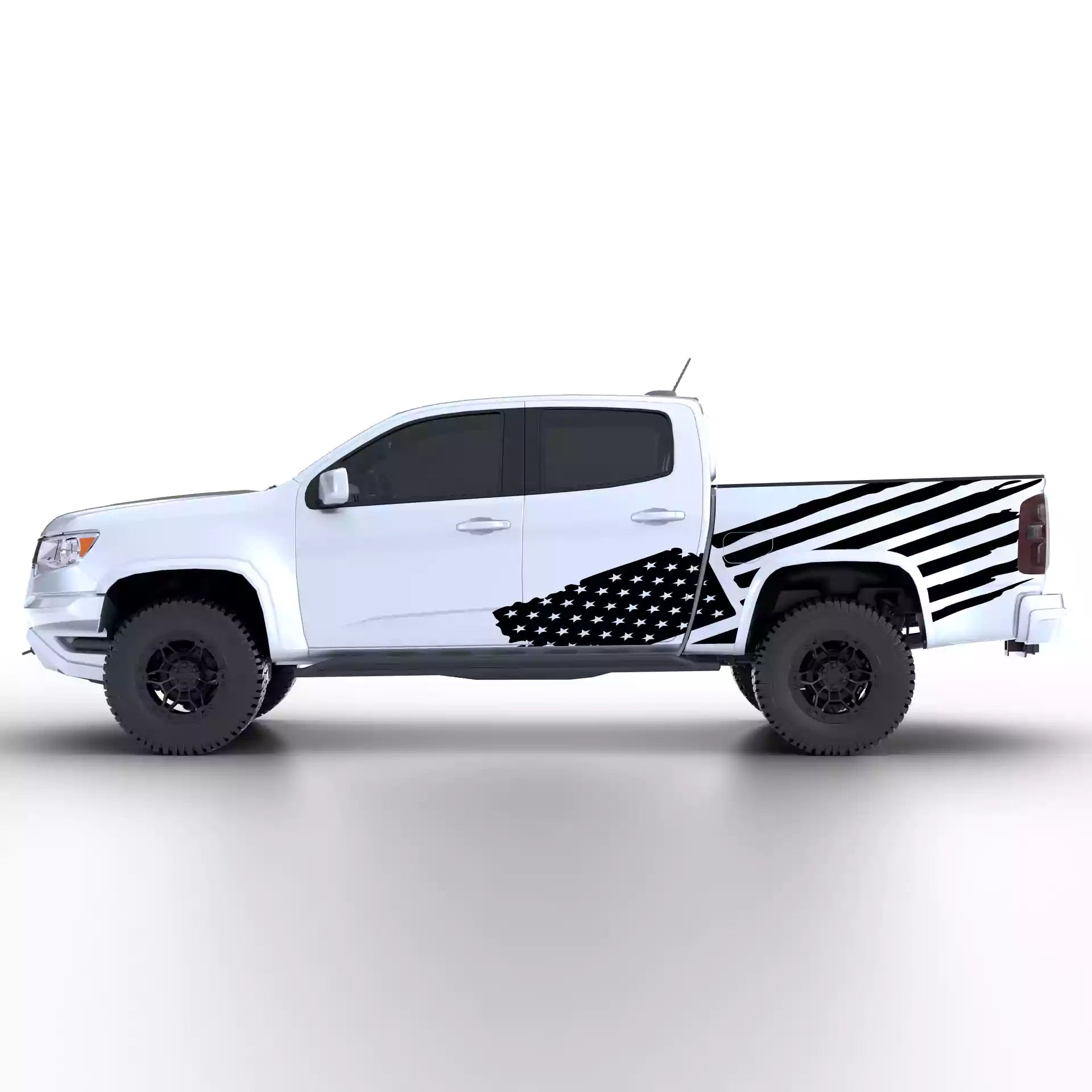 2015-2022 Chevrolet Colorado USA Flag Side Decals Vinyl Graphics Kit Black