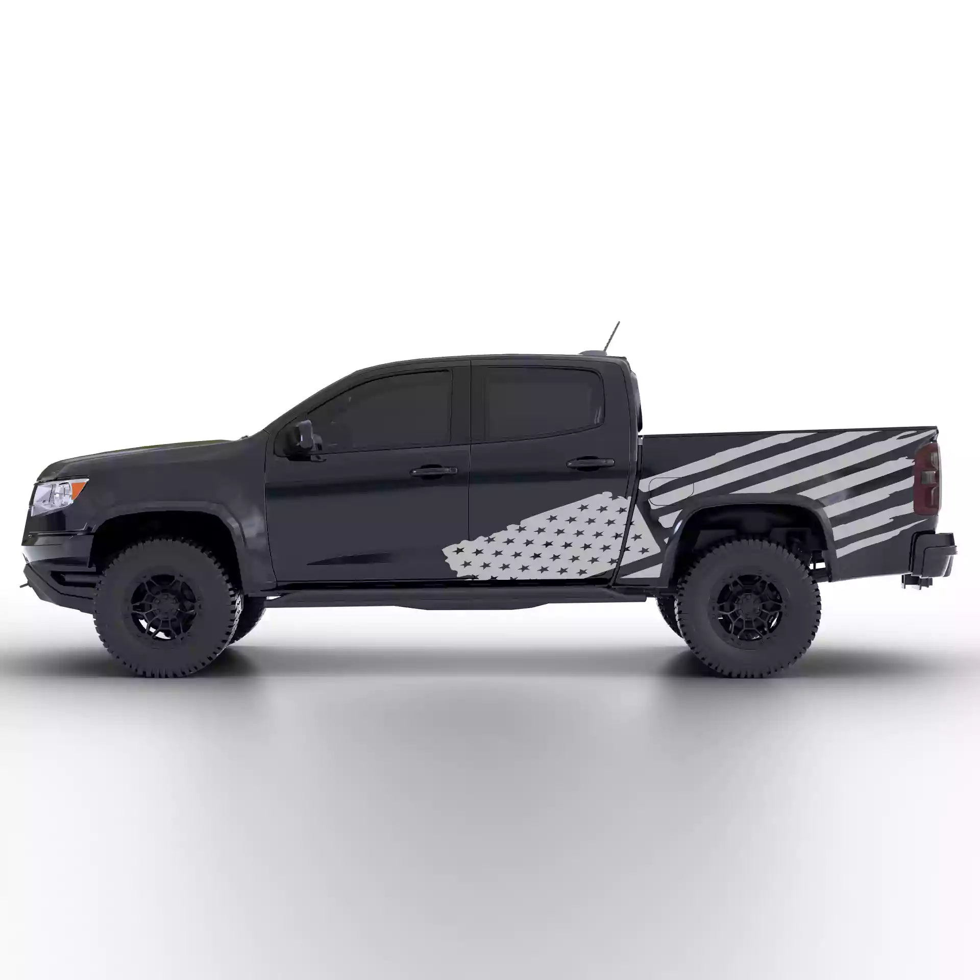 2015-2022 Chevrolet Colorado USA Flag Side Decals Vinyl Graphics Kit Gray