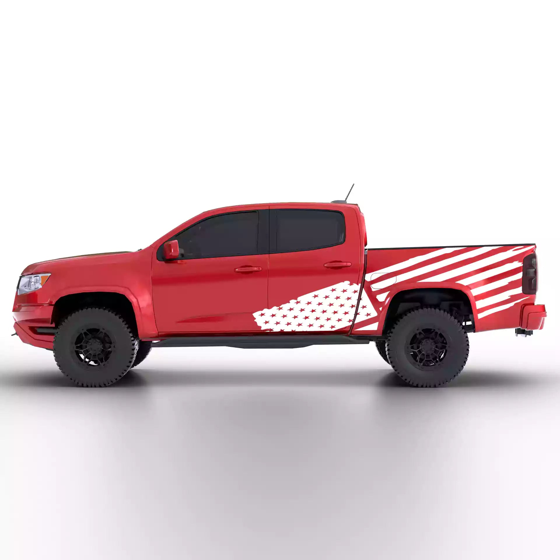 2015-2022 Chevrolet Colorado USA Flag Side Decals Vinyl Graphics Kit White