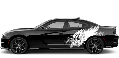 flaming skull side graphics for dodge charger 2015 to 2023 models white