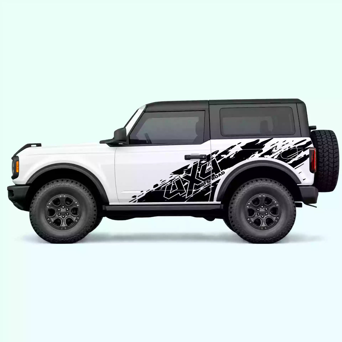 Ford Bronco 2 doors 4x4 Mud Splash Side Decals Vinyl Graphics Kit Black