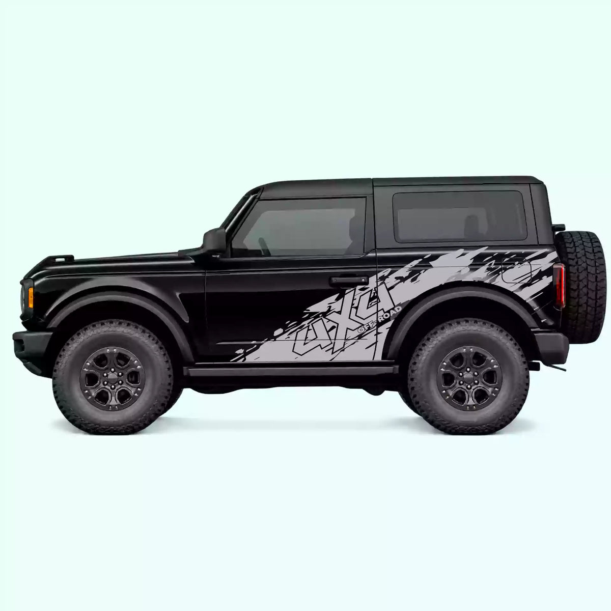 Ford Bronco 2 doors 4x4 Mud Splash Side Decals Vinyl Graphics Kit Gray