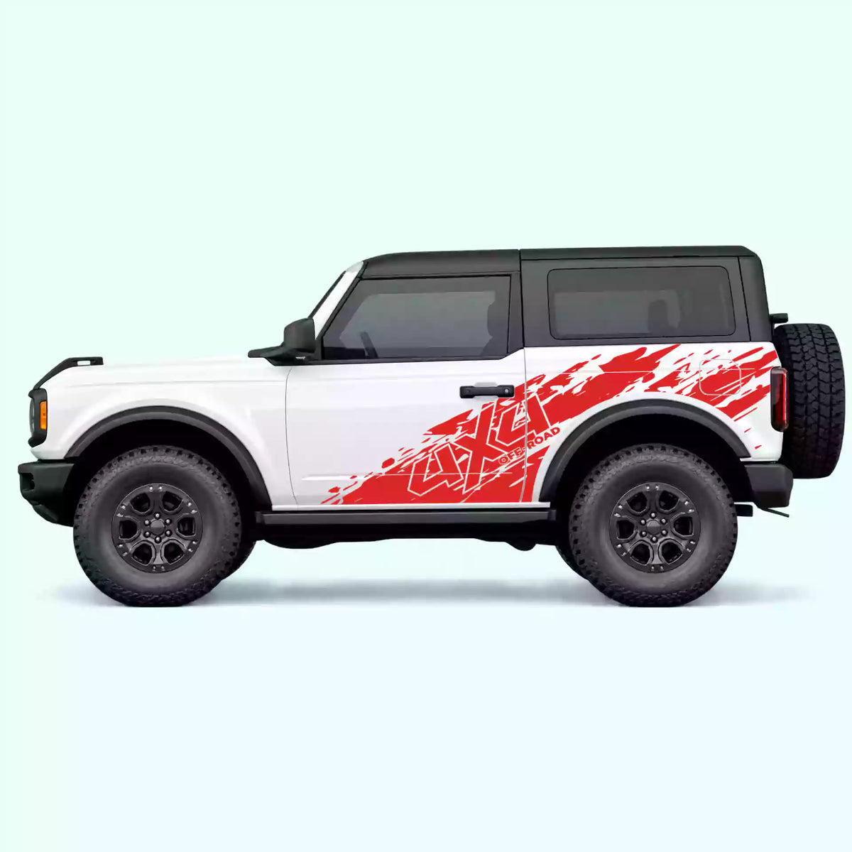 Ford Bronco 2 doors 4x4 Mud Splash Side Decals Vinyl Graphics Kit Red