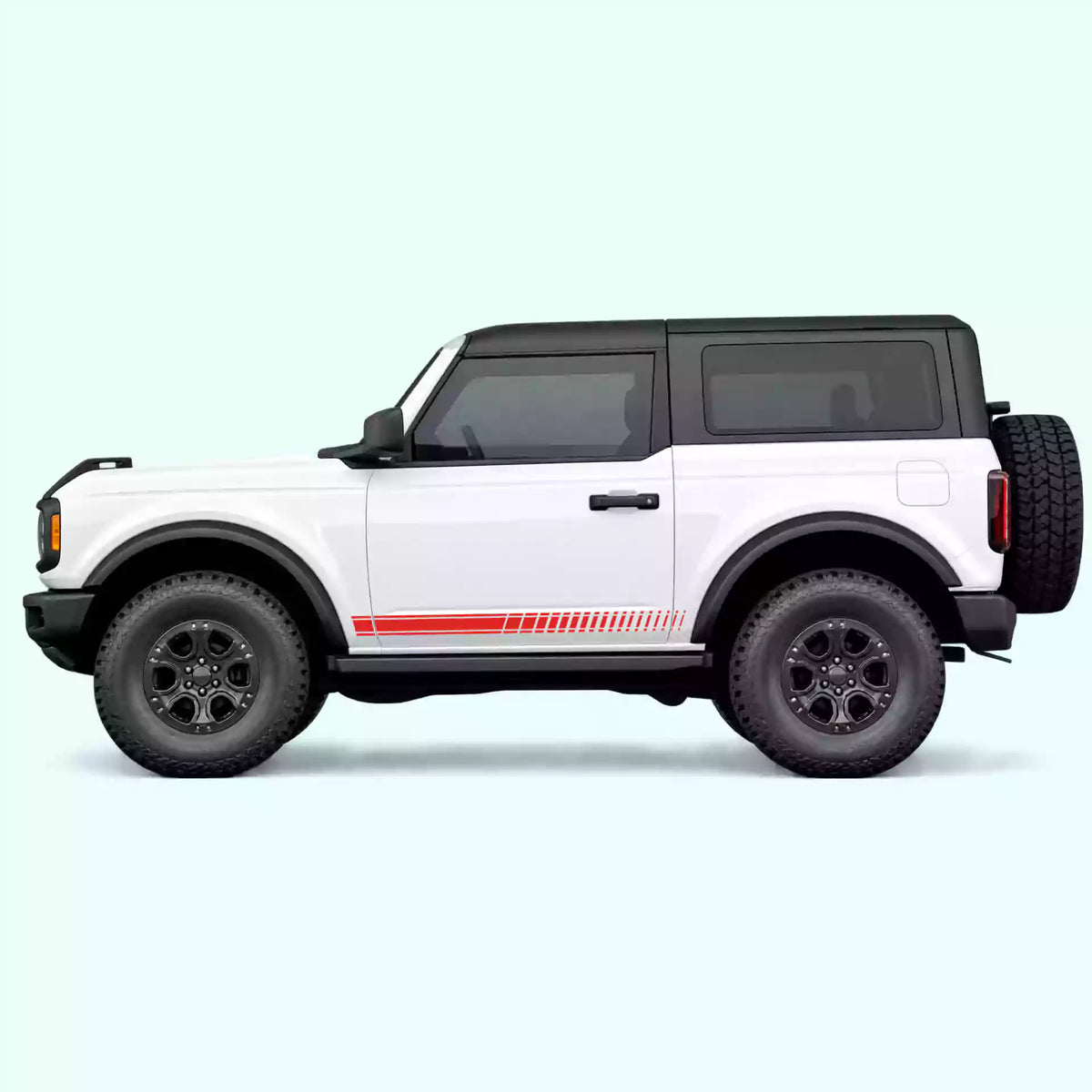 Ford Bronco 2 doors Bronco Pin Stripes Rocker Vinyl Graphics Kit Red